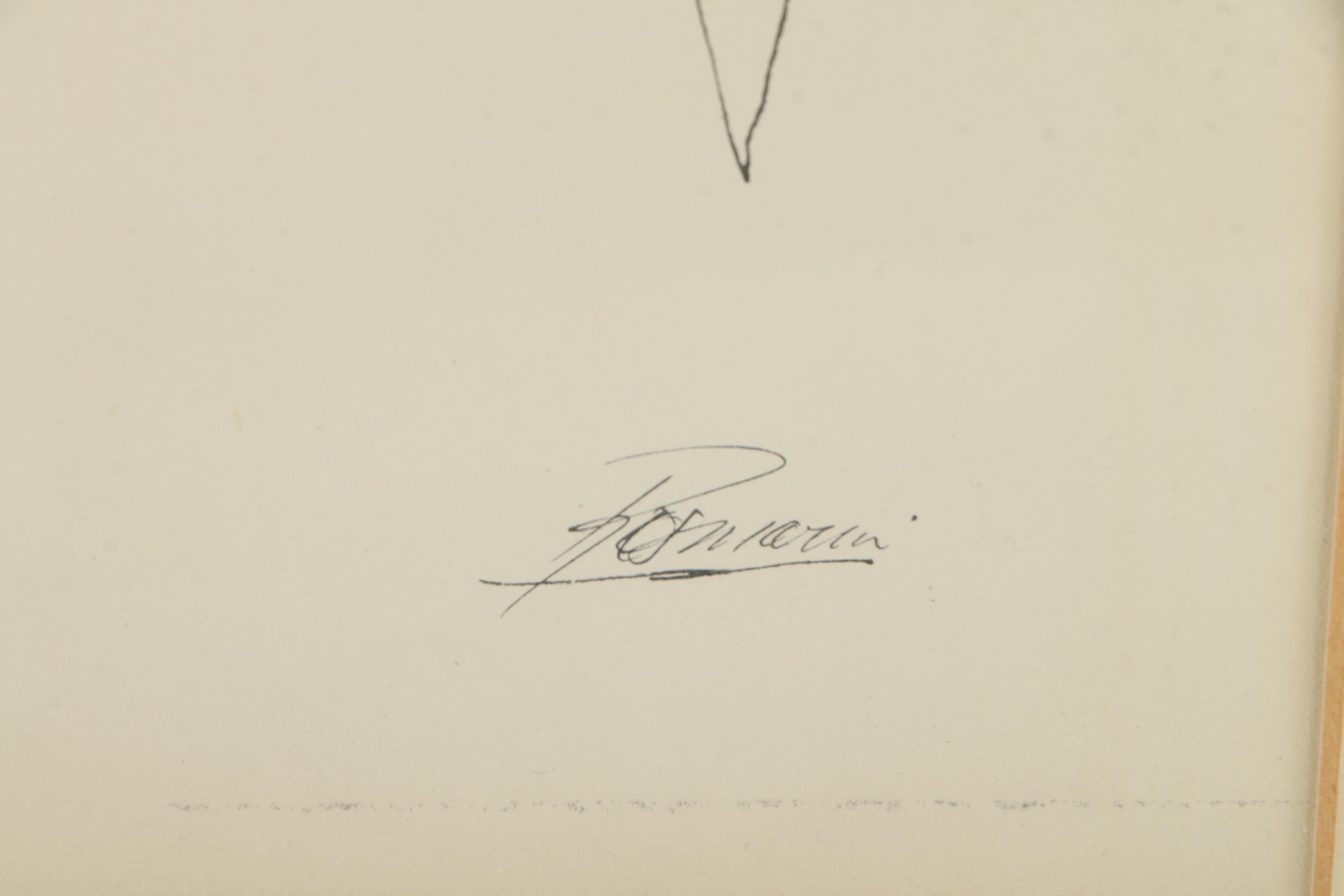 Romarin Ink Drawing of a Nude Female Figure With a Cat