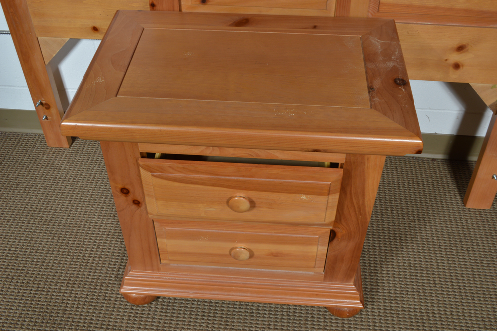 Pine Twin Size Headboards and Nightstand by Broyhill
