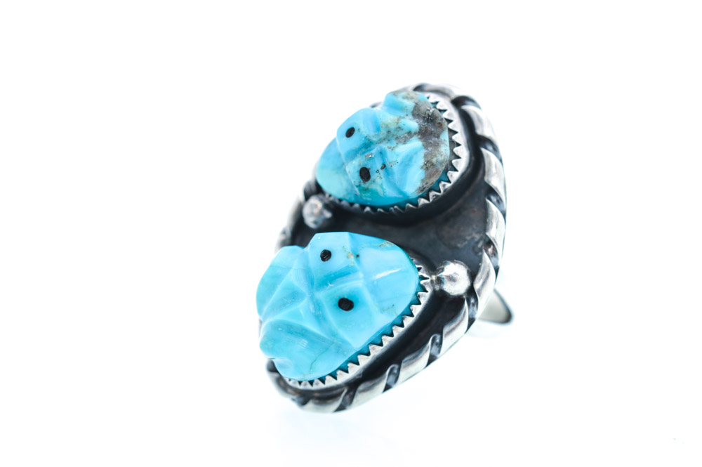 Sterling Silver Turquoise Frog Ring