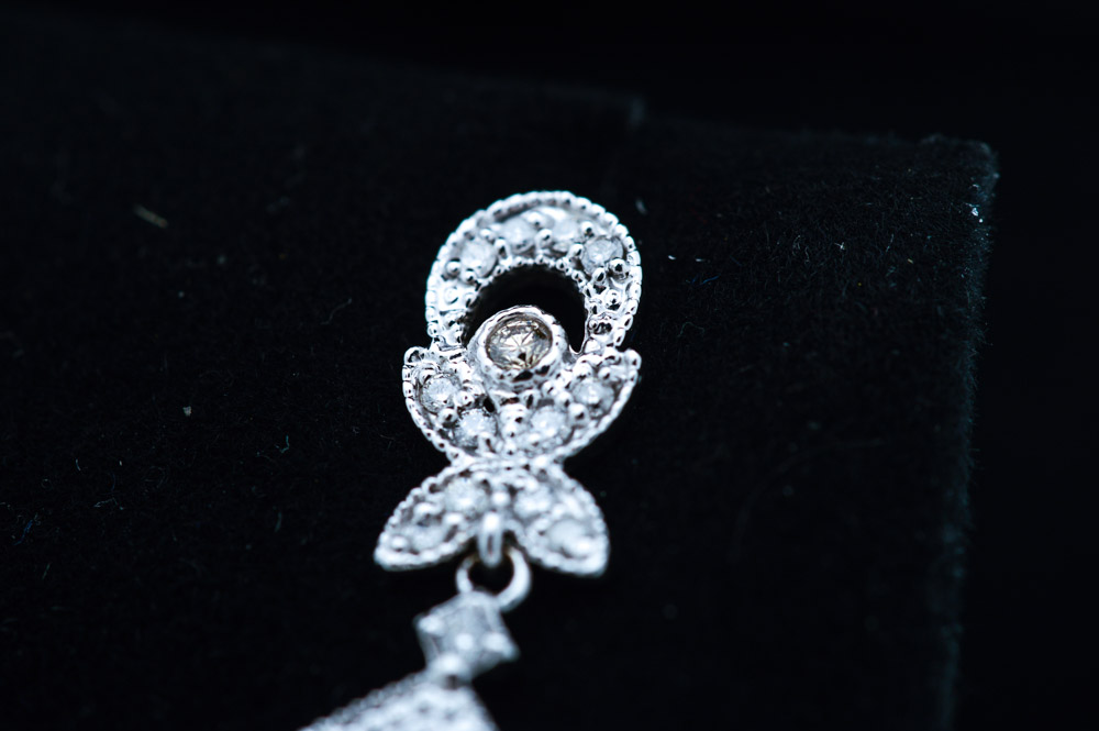 Michael C. Fina 14K White Gold Diamond and Sapphire Earrings