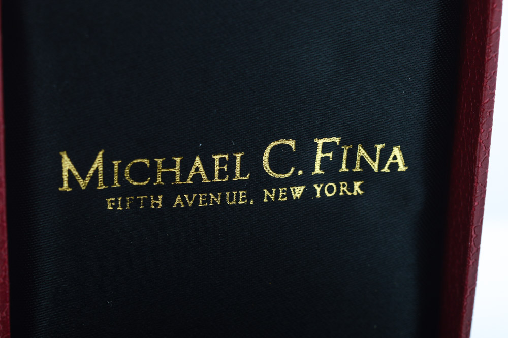 Michael C. Fina 14K White Gold Diamond and Sapphire Earrings