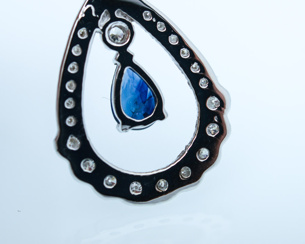 Michael C. Fina 14K White Gold Diamond and Sapphire Earrings