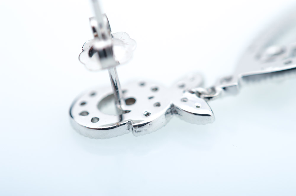 Michael C. Fina 14K White Gold Diamond and Sapphire Earrings