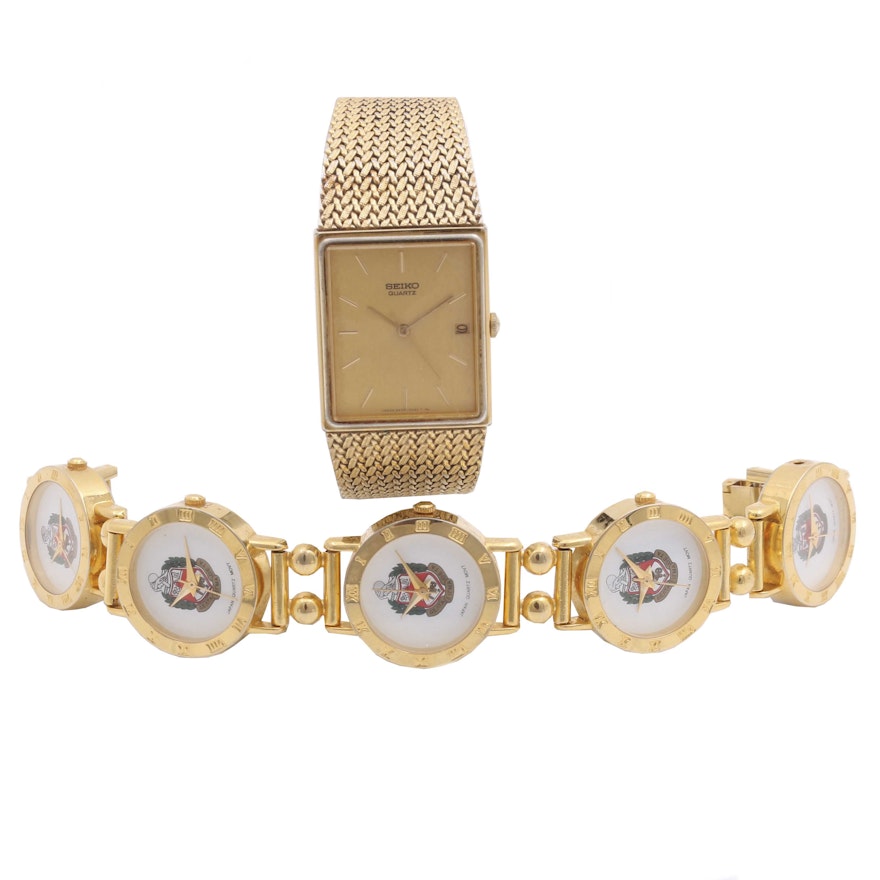 Gold Tone Wristwatches Including Delta Sigma Theta and Seiko