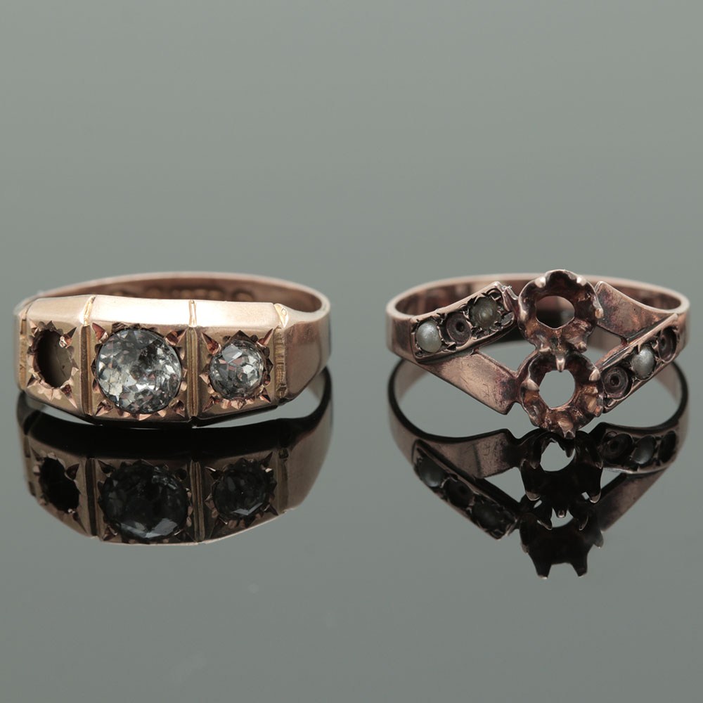 Antique to Vintage 8K and 9K Yellow Gold Rings