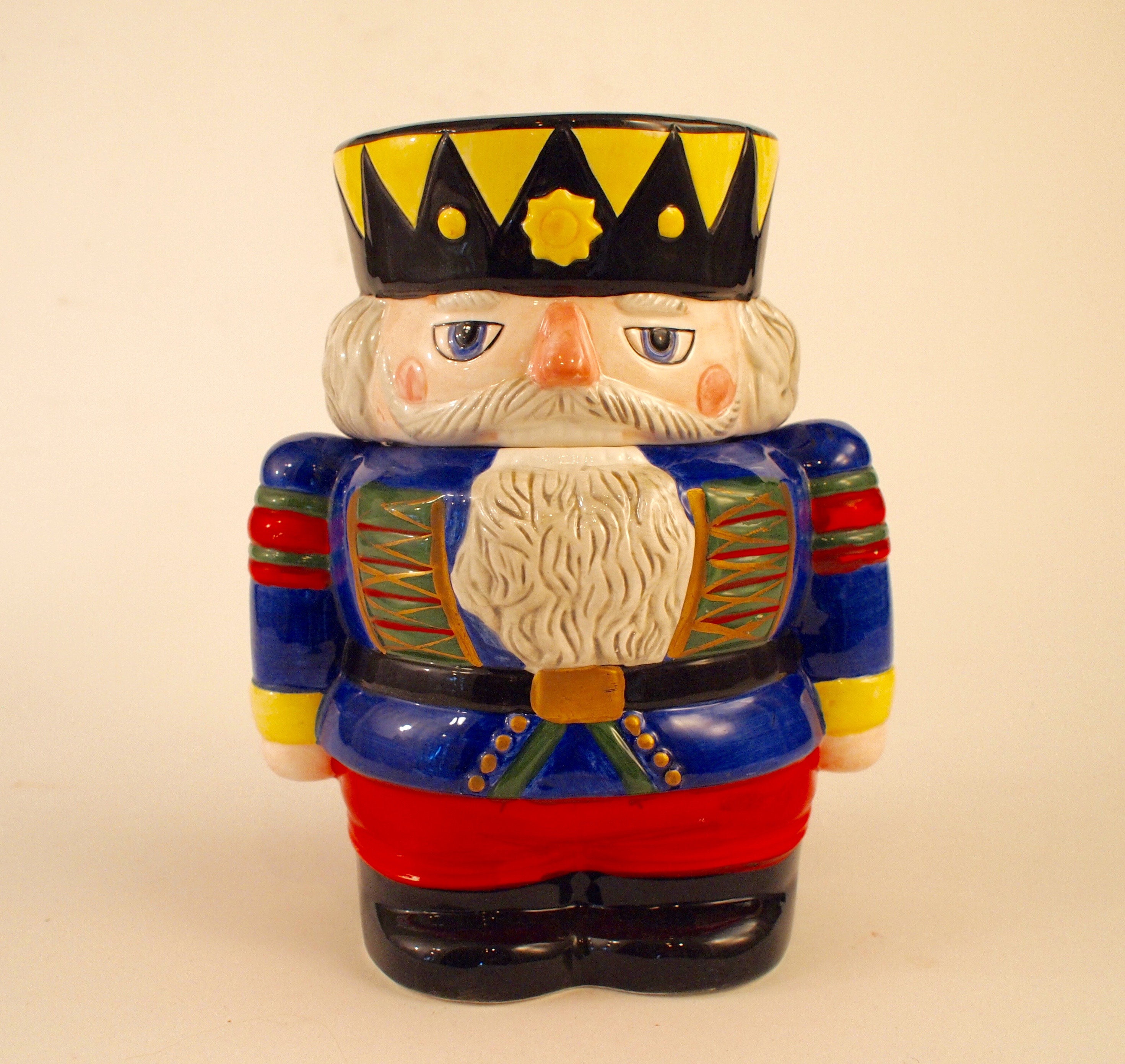 Vintage Block Ceramic Nutcracker Cookie Jar