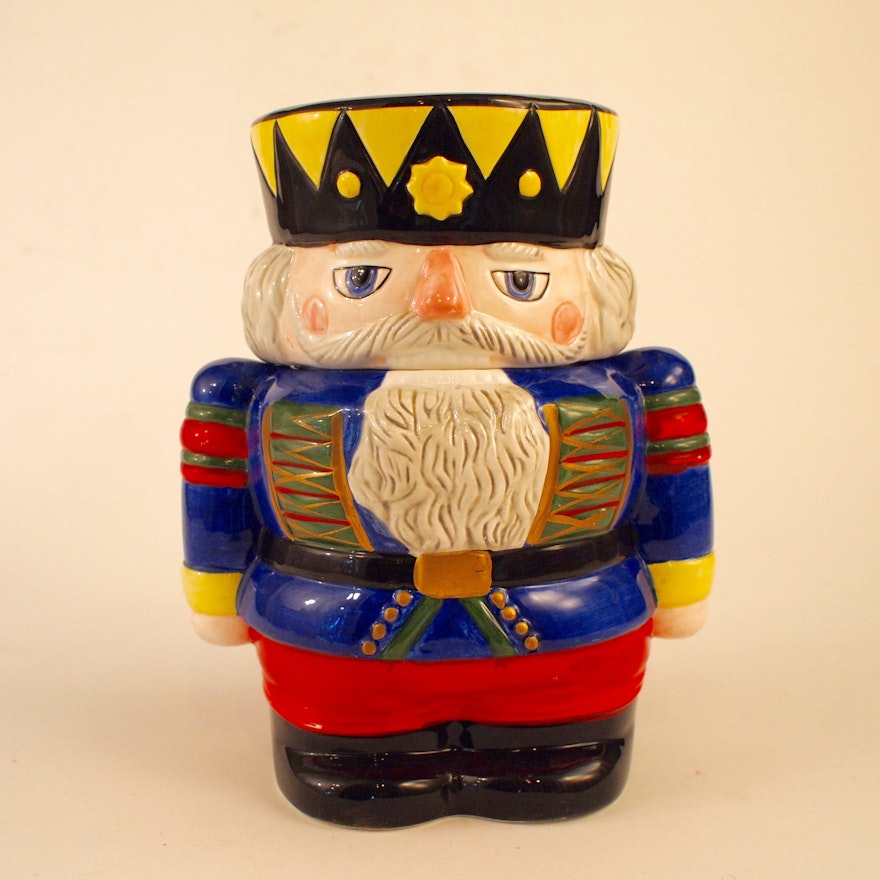 Vintage Block Ceramic Nutcracker Cookie Jar