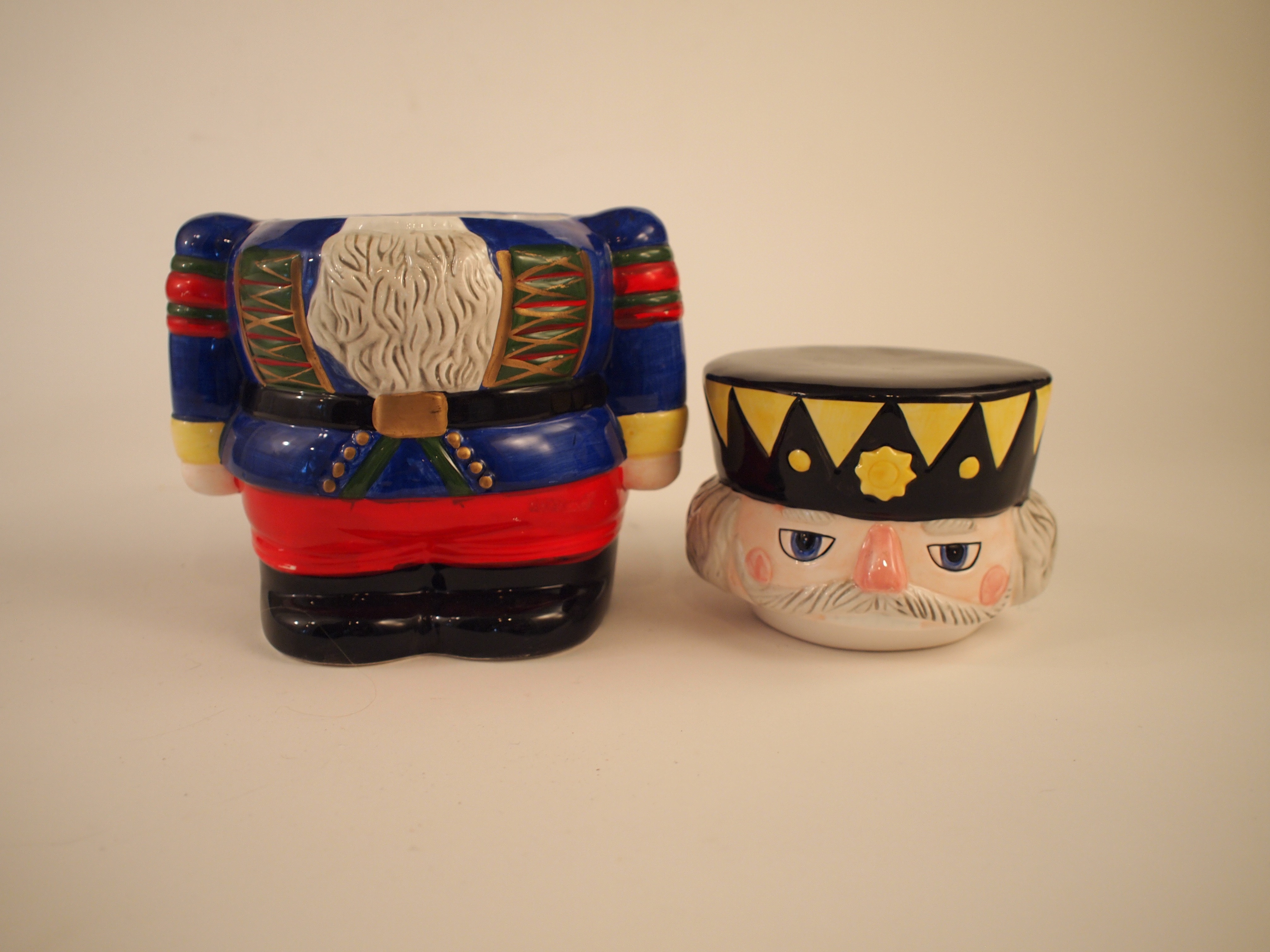 Vintage Block Ceramic Nutcracker Cookie Jar