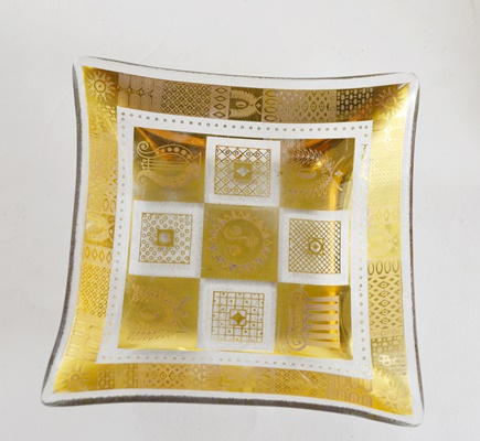 Mid-Century Modern Gold Striped Drinkware and Serveware Collection