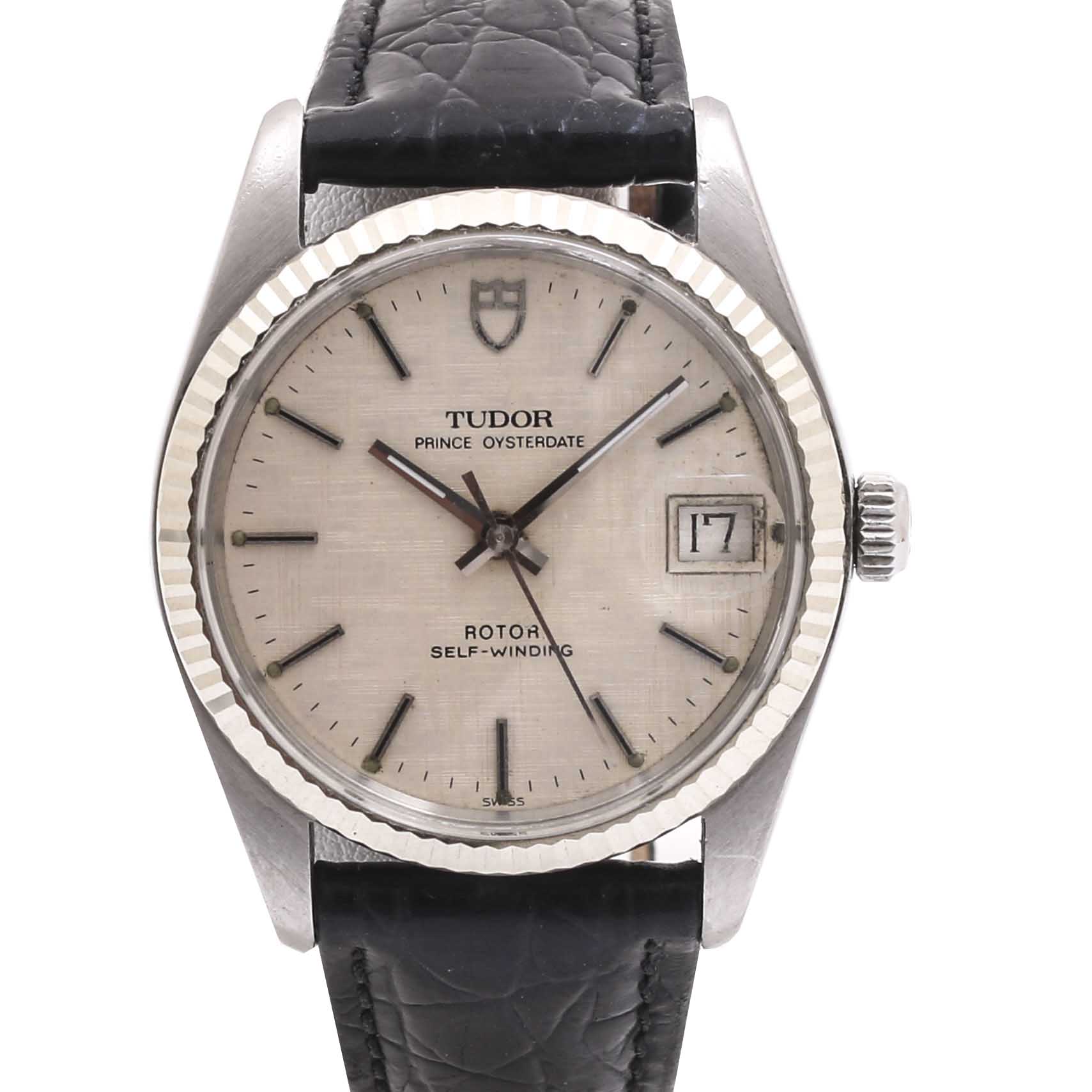Tudor Prince Oysterdate Stainless Steel and Leather Watch