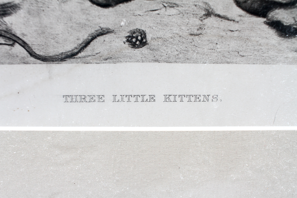 After Joseph Clark Intaglio Print "Three Little Kittens"