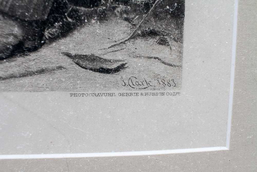 After Joseph Clark Intaglio Print "Three Little Kittens"