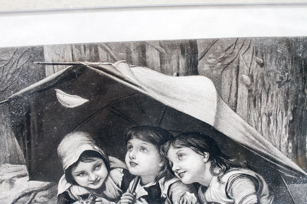 After Joseph Clark Intaglio Print "Three Little Kittens"