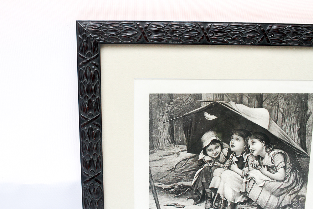 After Joseph Clark Intaglio Print "Three Little Kittens"