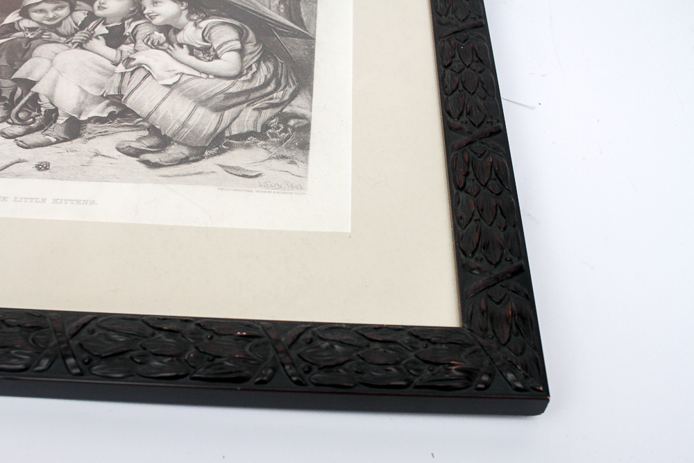 After Joseph Clark Intaglio Print "Three Little Kittens"