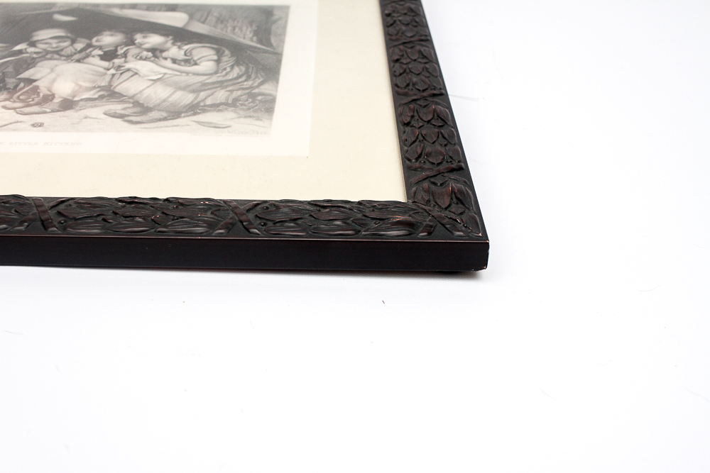 After Joseph Clark Intaglio Print "Three Little Kittens"