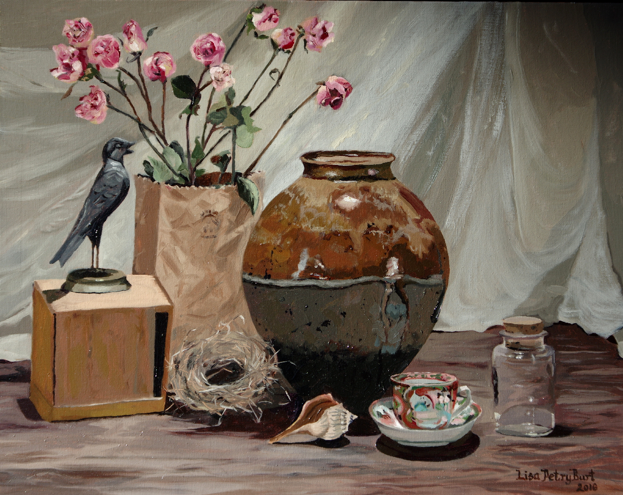 Original Oil Painting "Still Life with Pot and Teacup"