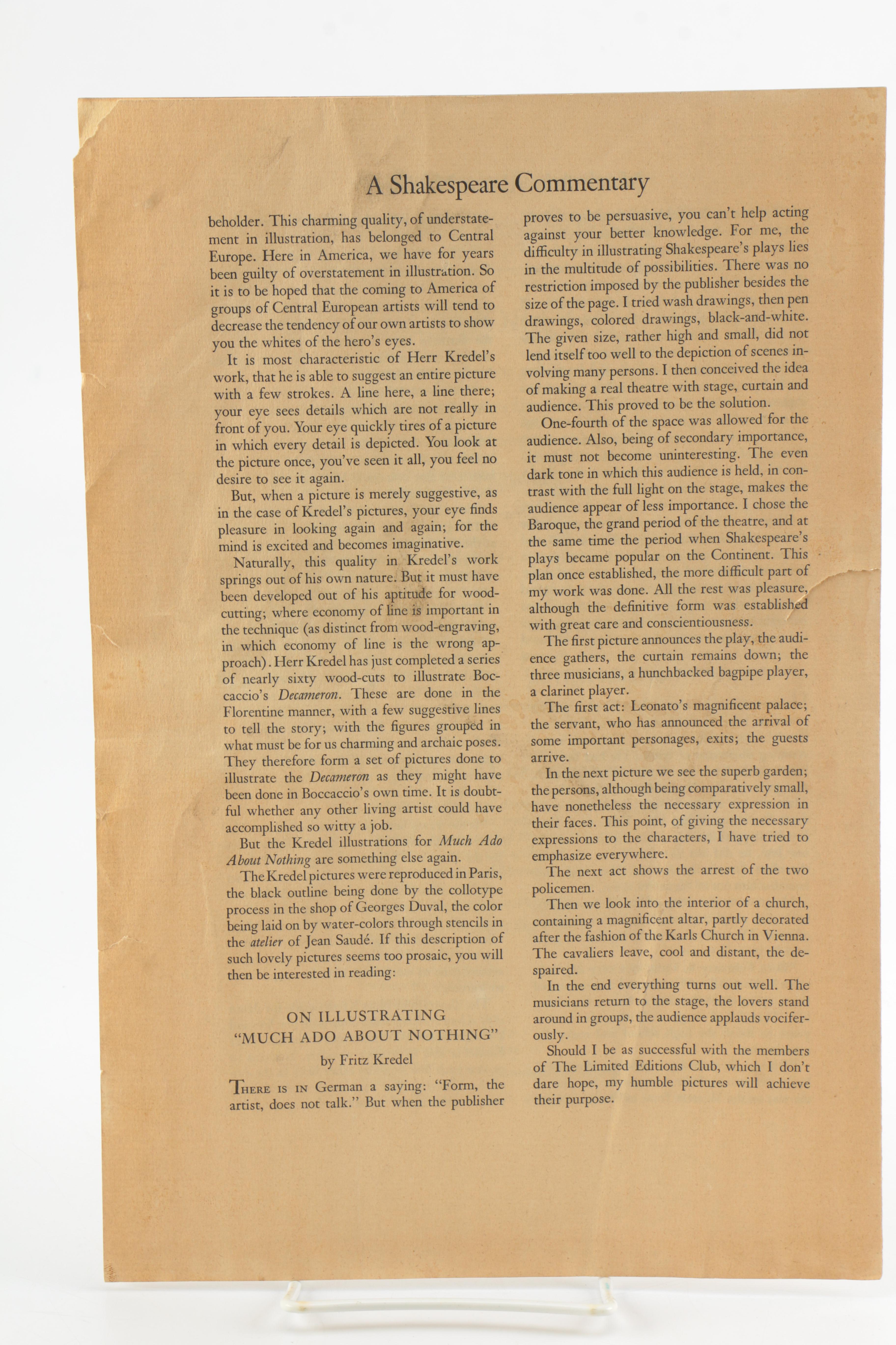 1940 Limited Editions Club Shakespeare Plays Including "Much Ado About Nothing"