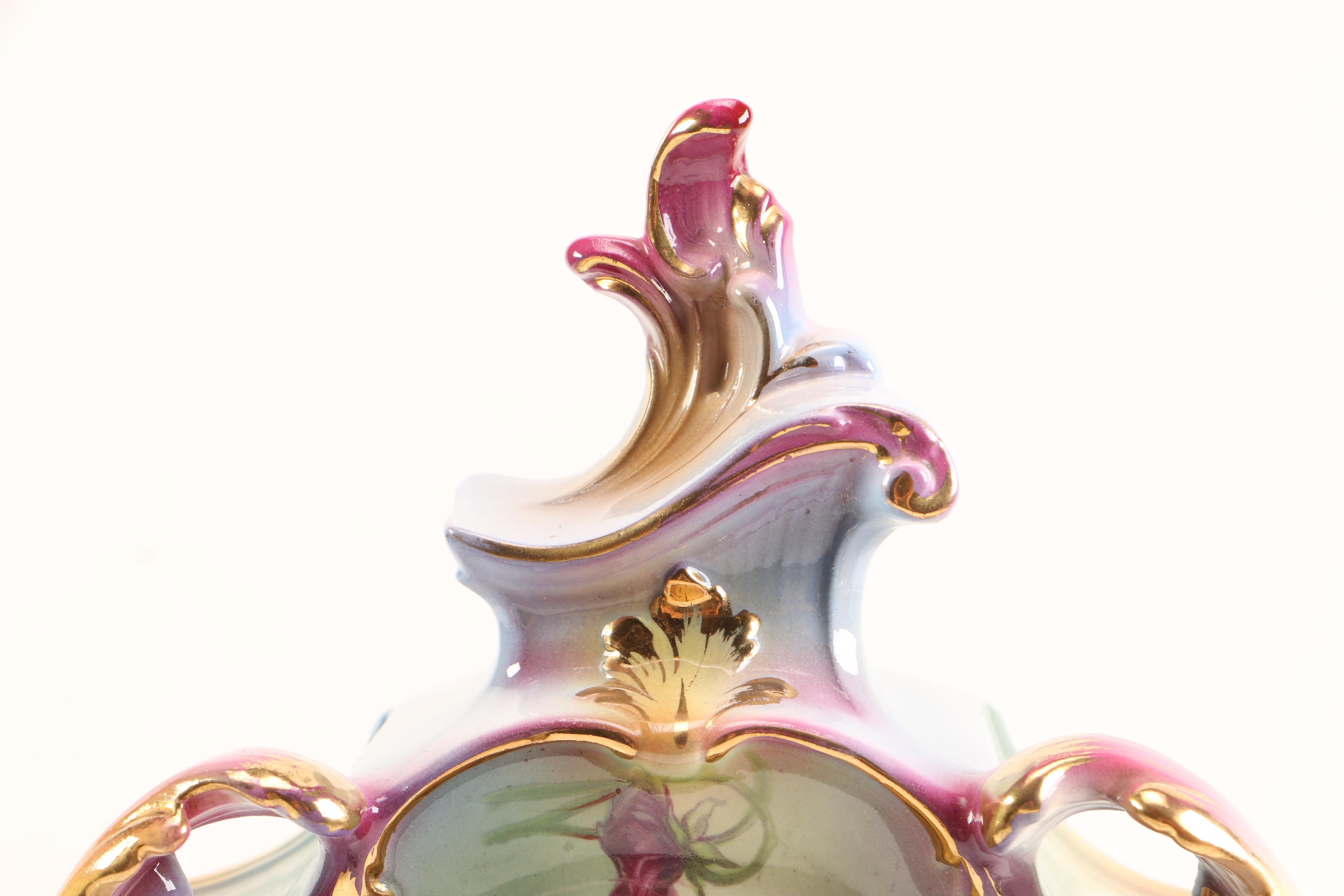 Royal Bonn "La Rambla" and Ansonia Porcelain Mantel Clock