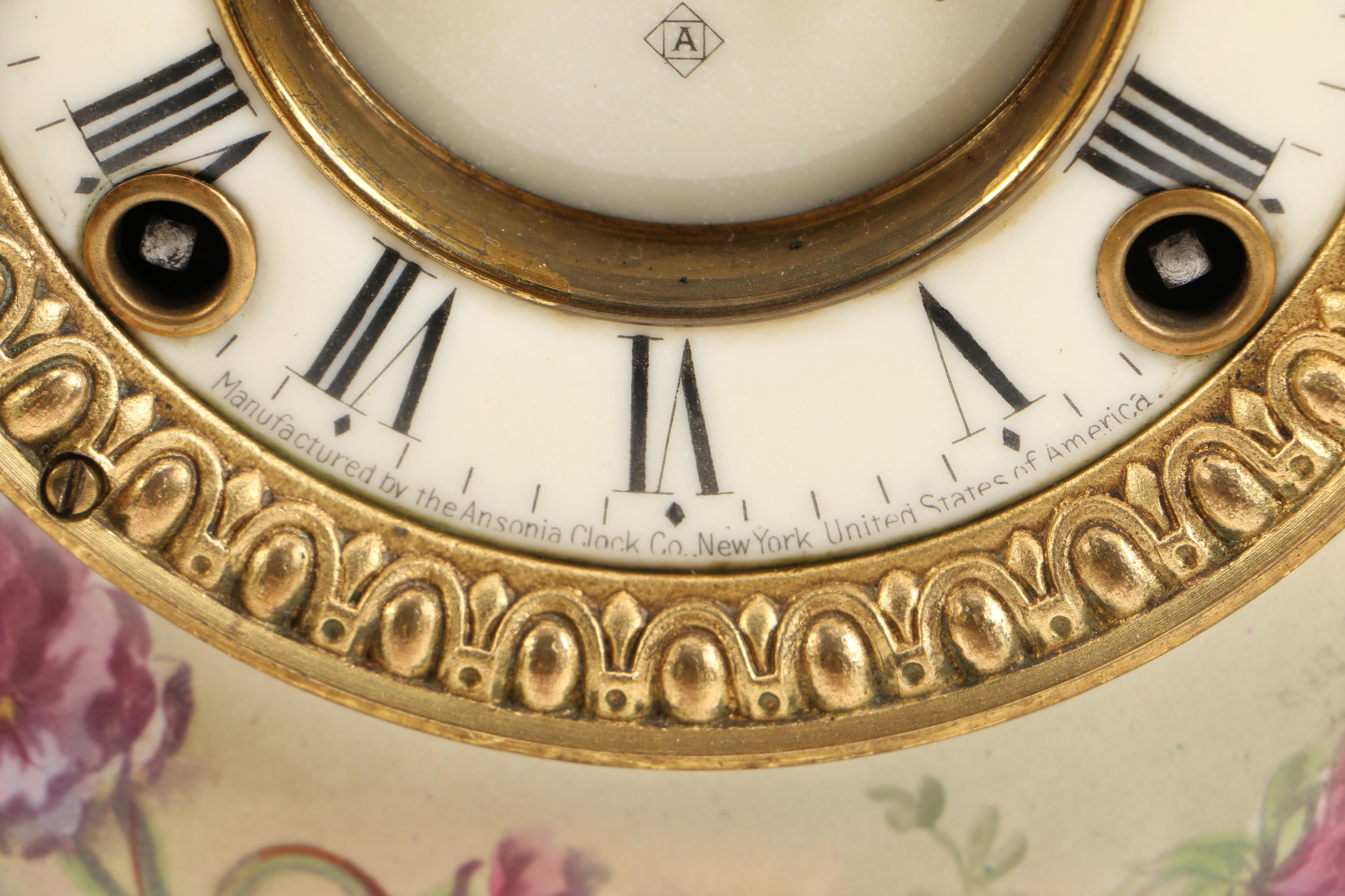 Royal Bonn "La Rambla" and Ansonia Porcelain Mantel Clock