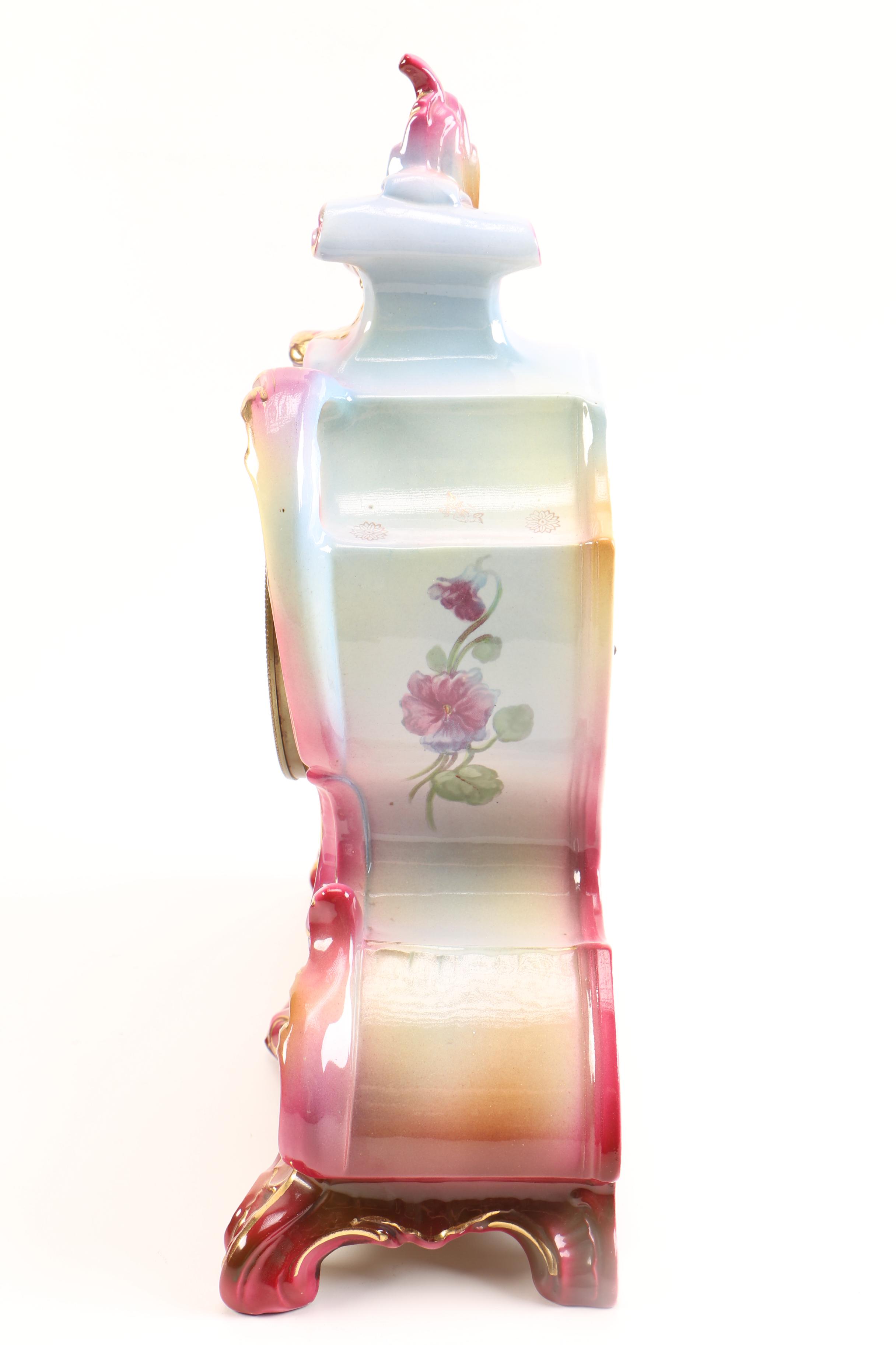 Royal Bonn "La Rambla" and Ansonia Porcelain Mantel Clock