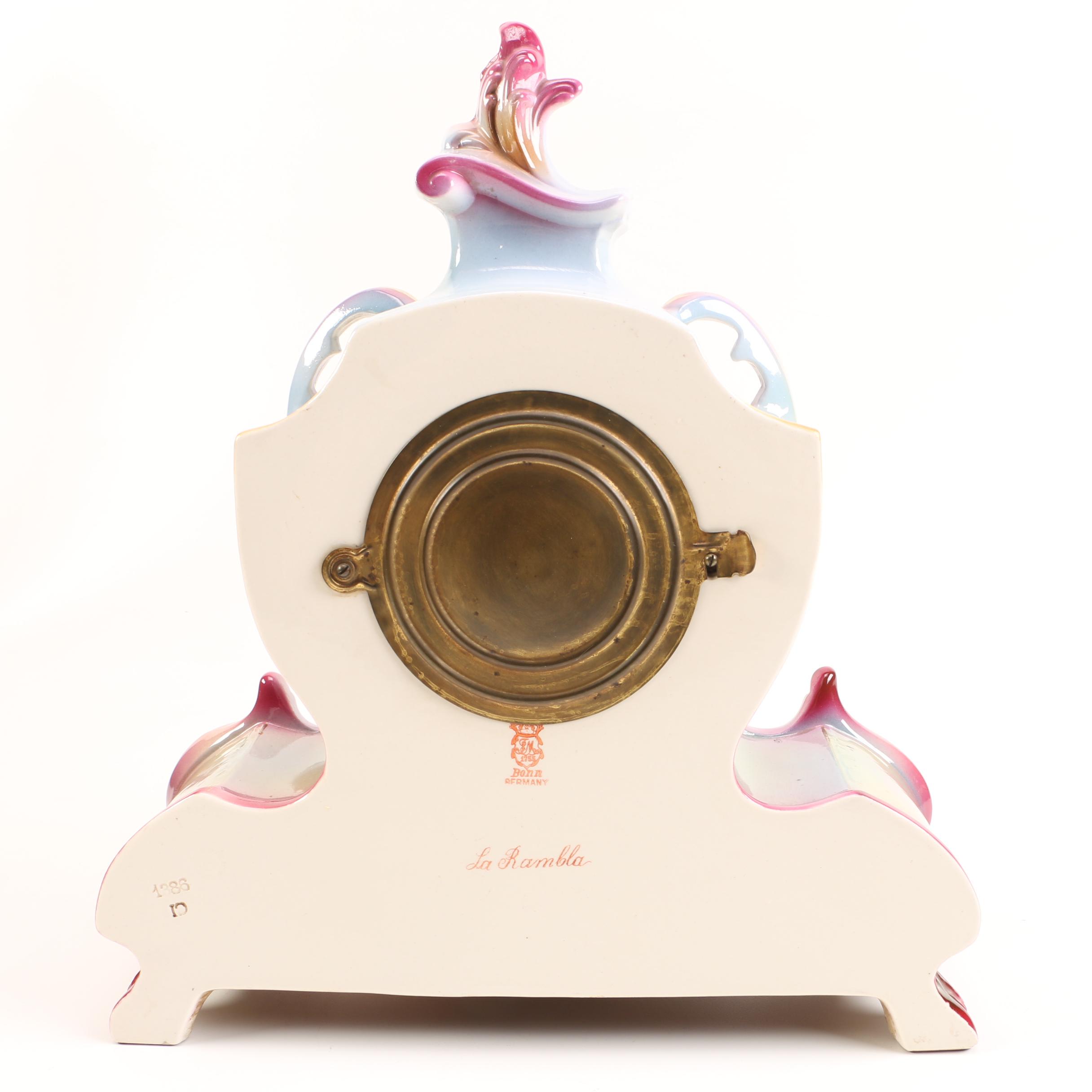 Royal Bonn "La Rambla" and Ansonia Porcelain Mantel Clock