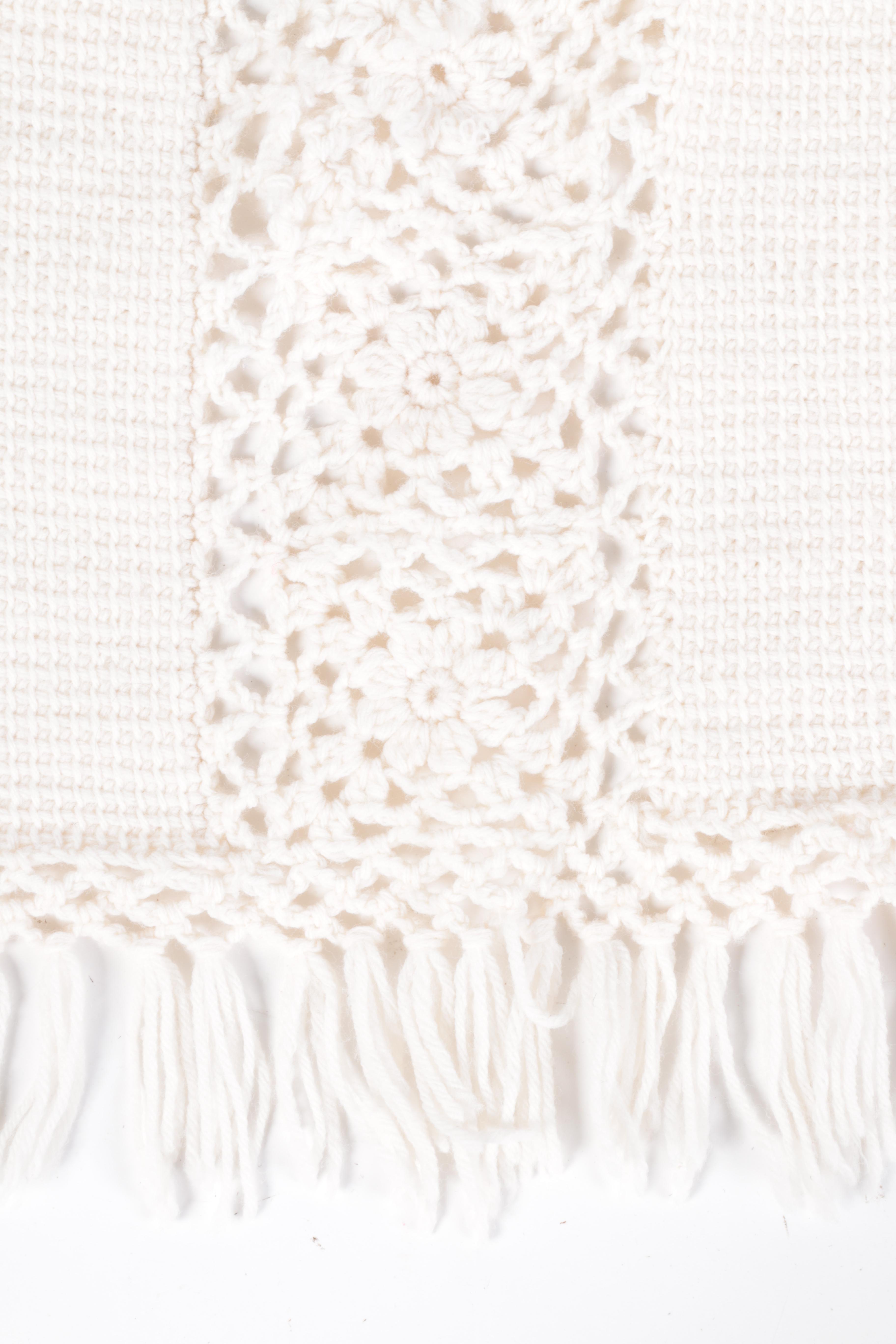 Purple Floral Crochet Blanket and Pillow