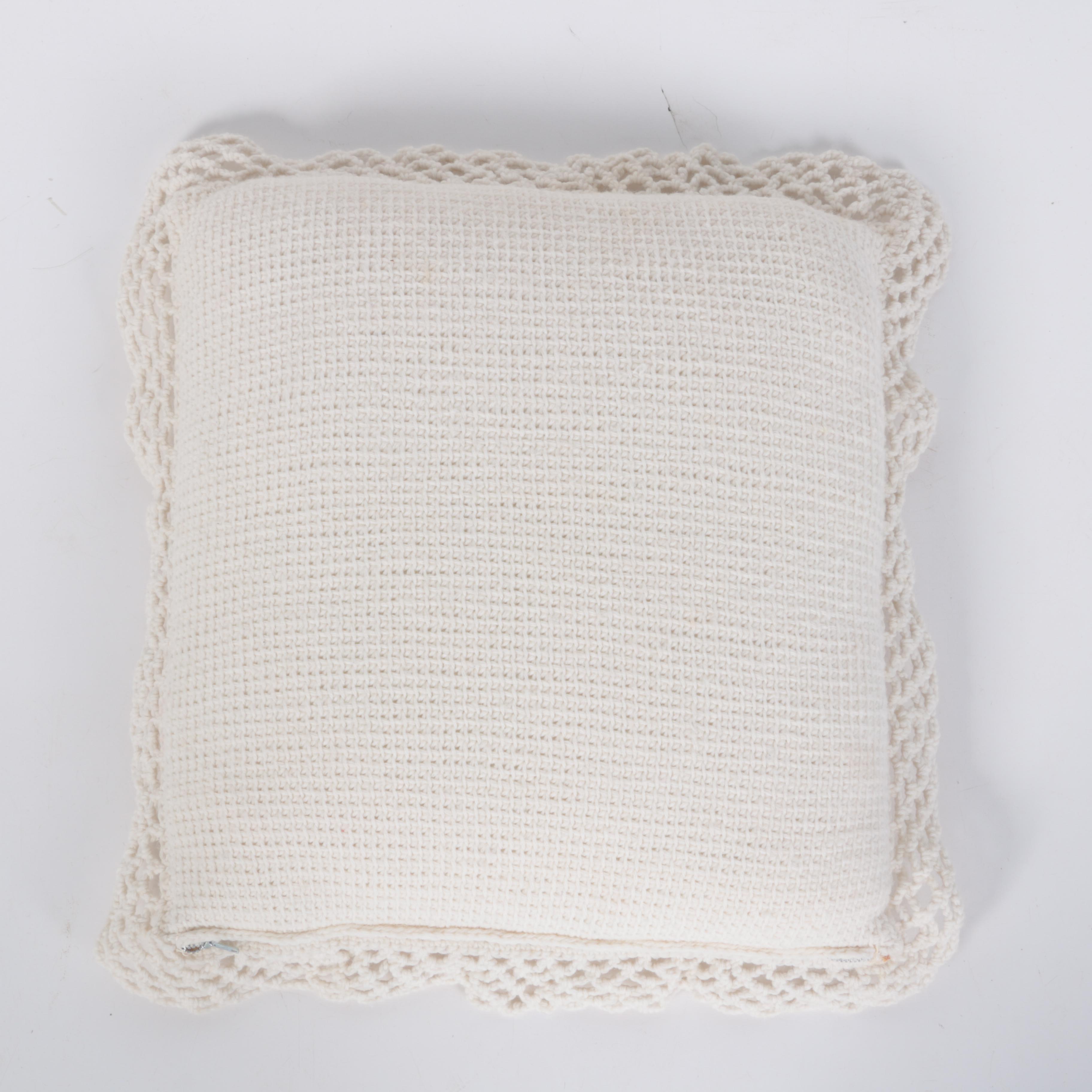 Purple Floral Crochet Blanket and Pillow