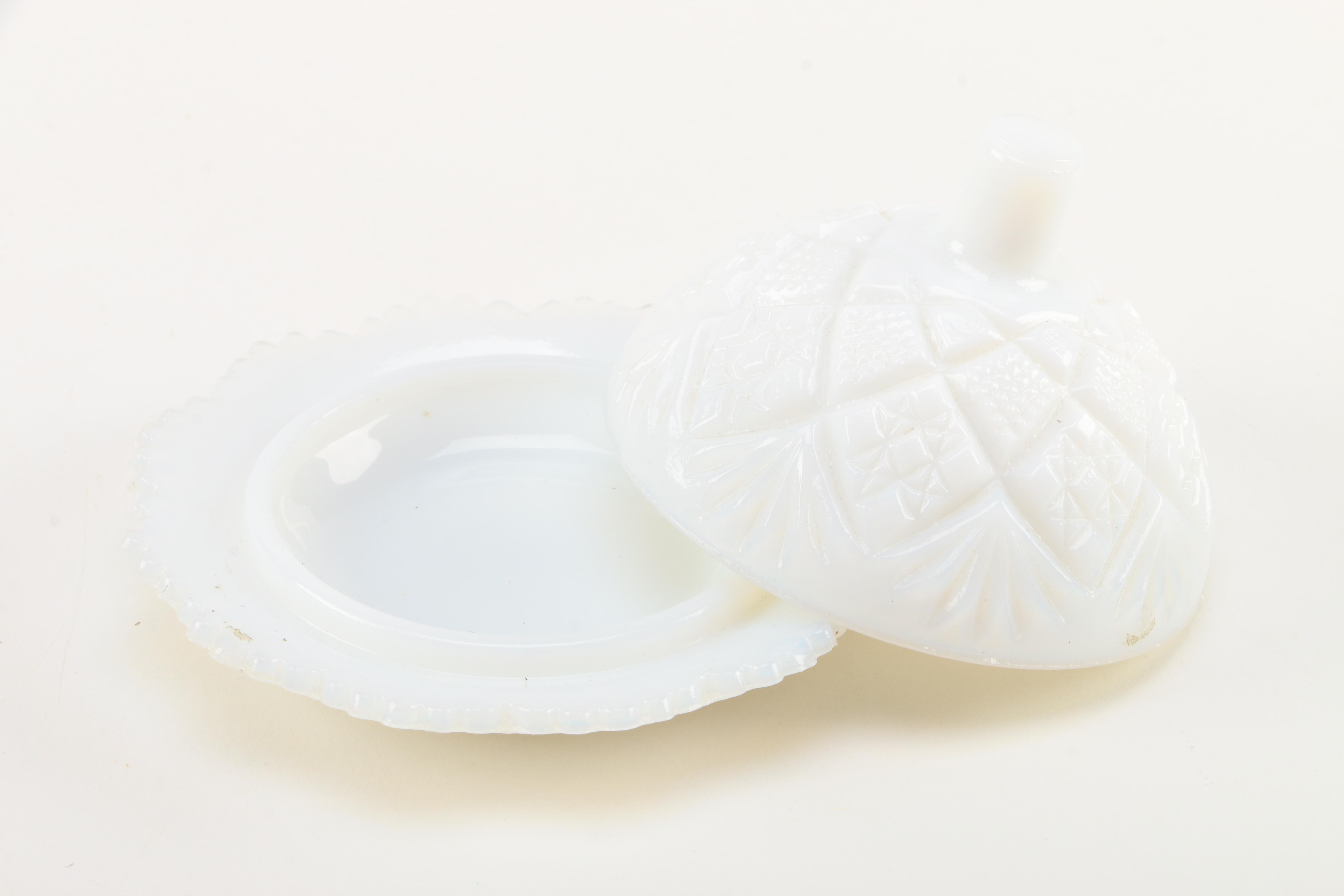 Decorative Milk Glass Vase and Dish