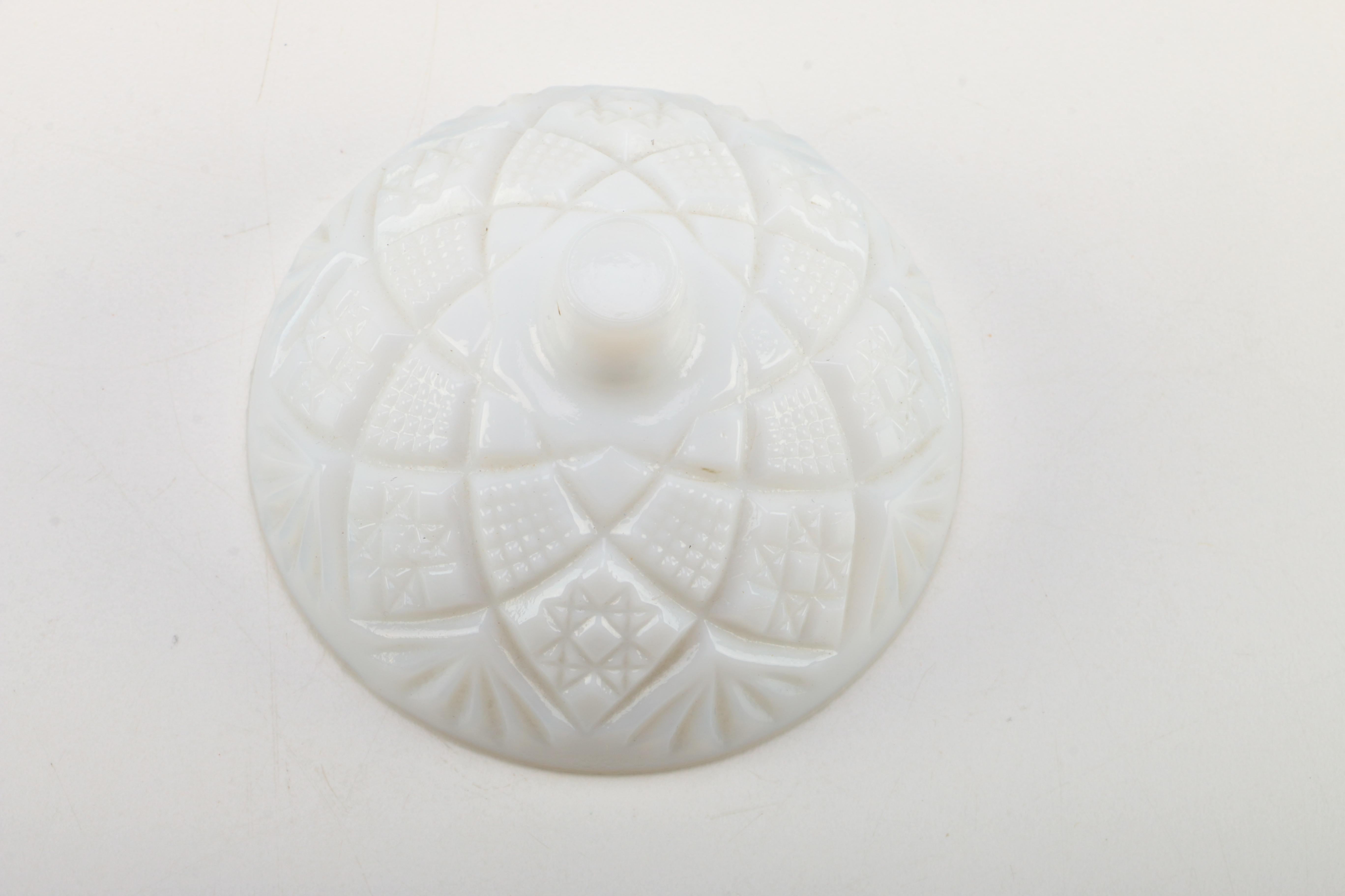 Decorative Milk Glass Vase and Dish