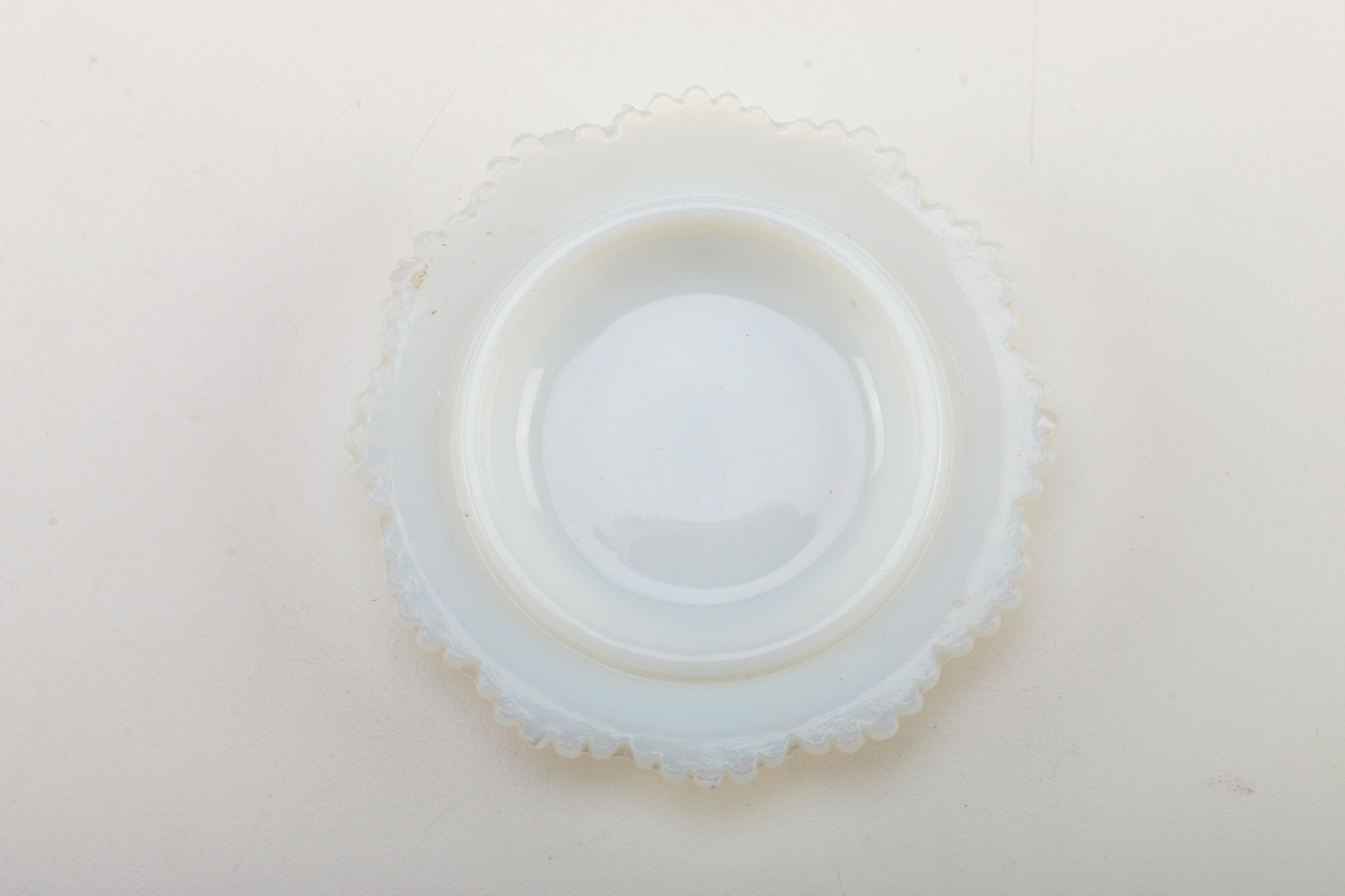 Decorative Milk Glass Vase and Dish