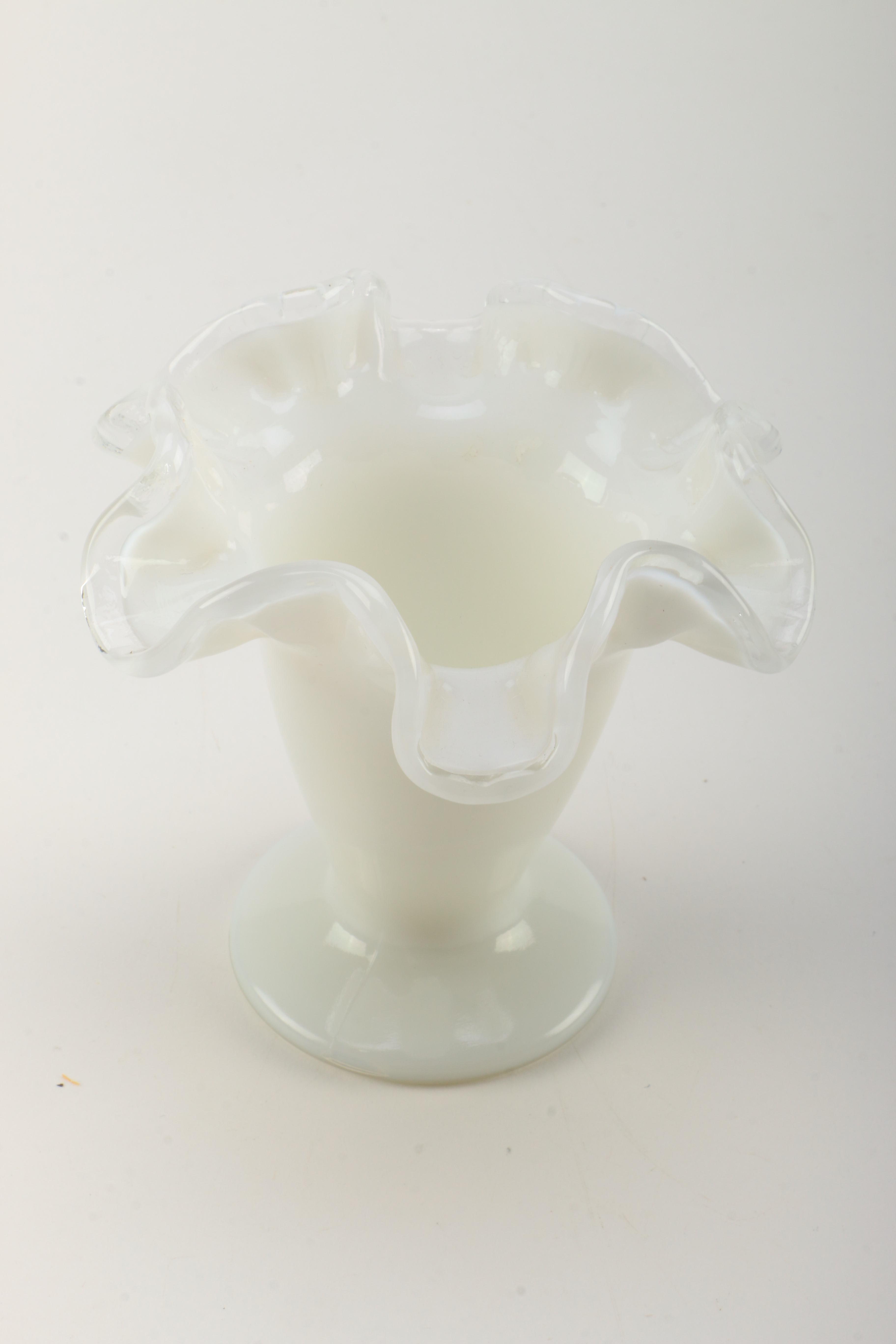 Decorative Milk Glass Vase and Dish