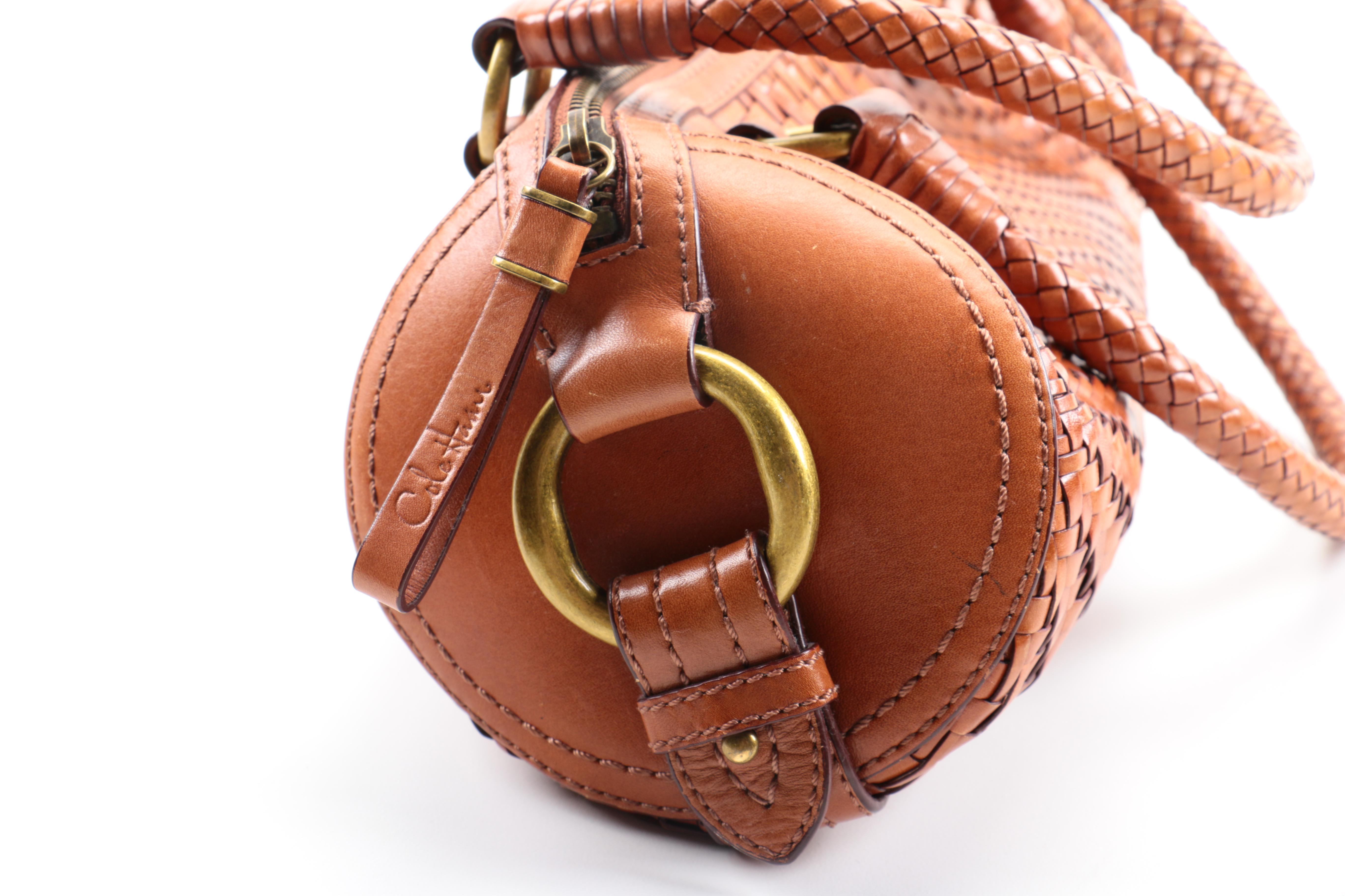 Cole Haan Woven Leather Barrell Bag