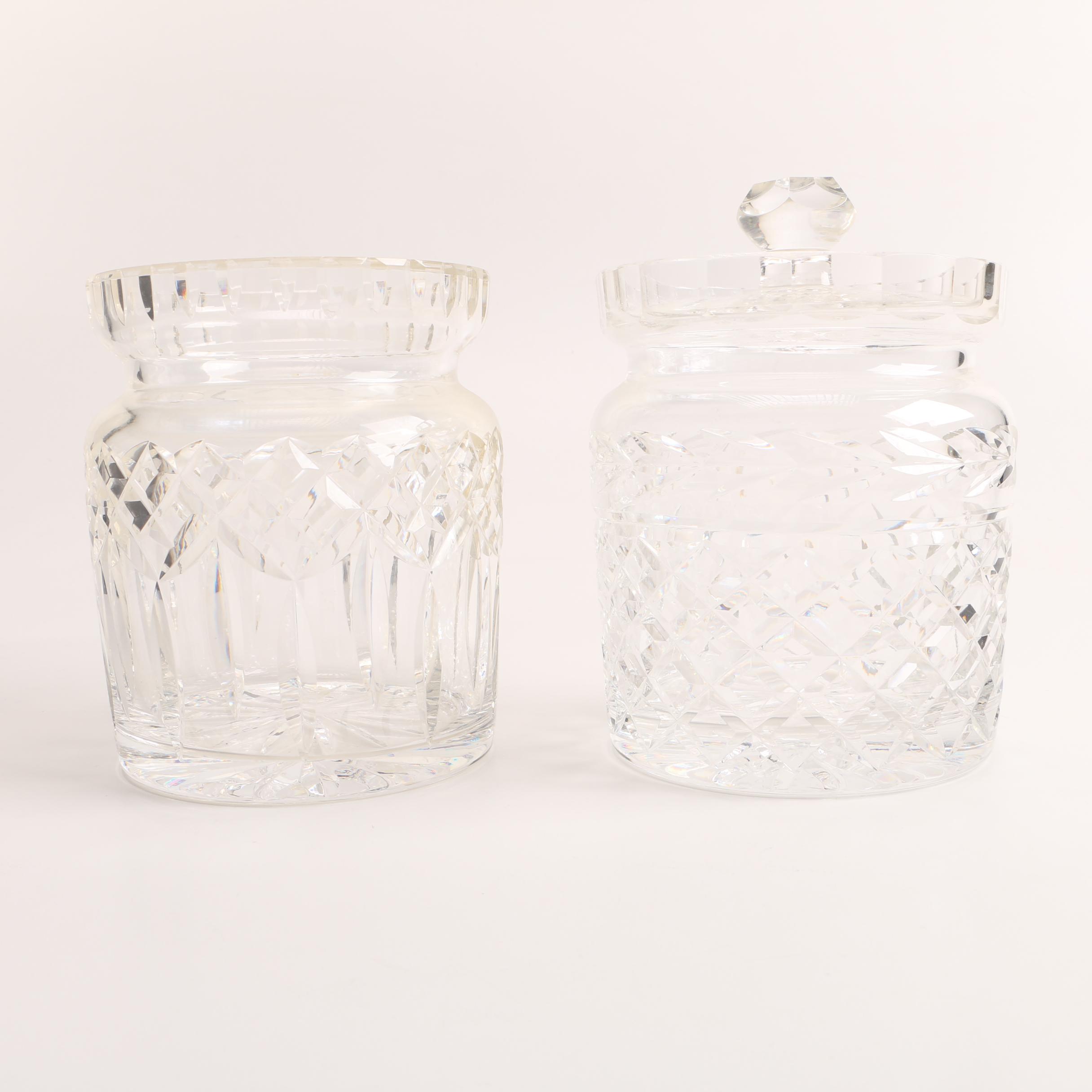 Waterford Crystal "Glandore" and "Lismore" Biscuit Barrels