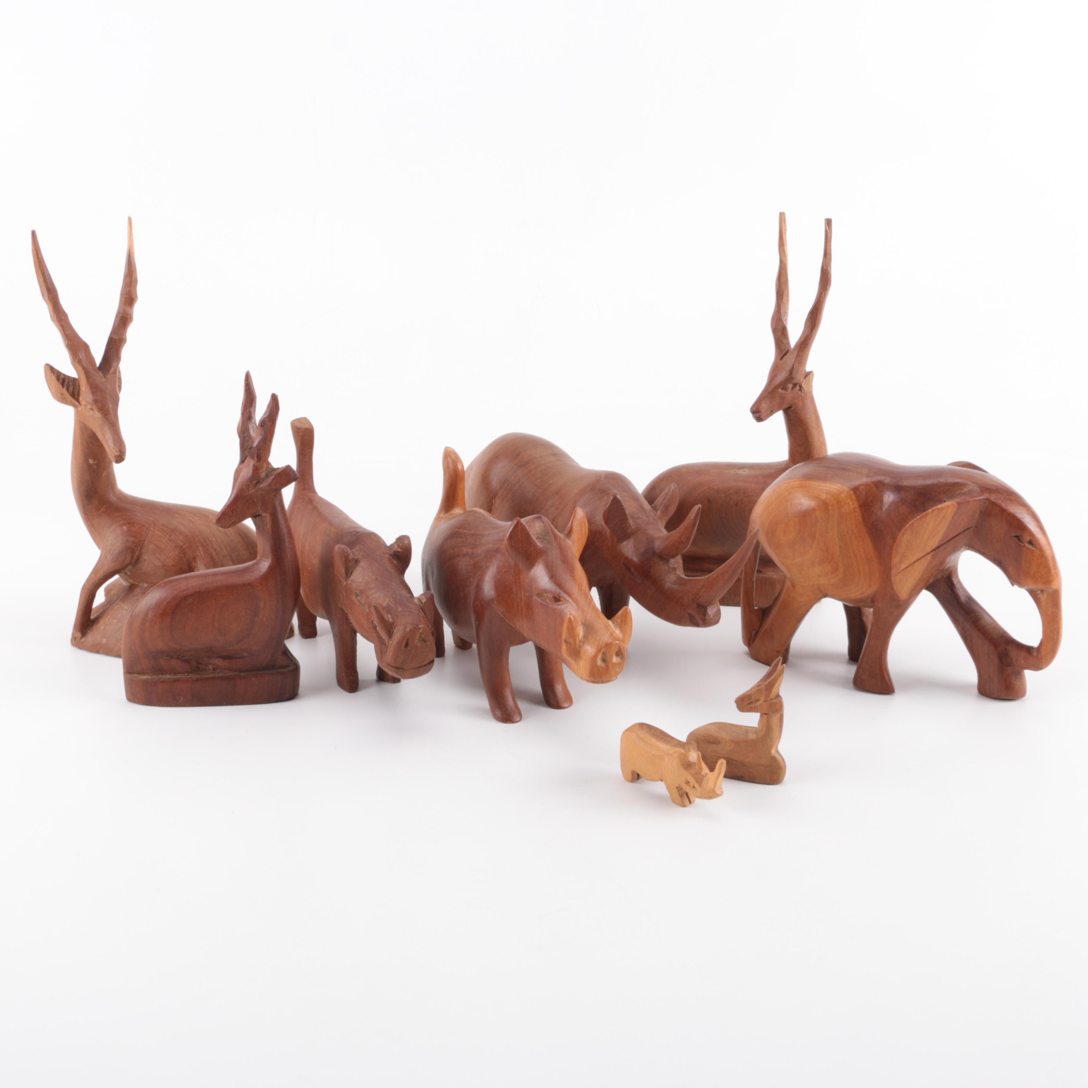Wooden African Animal Figurines