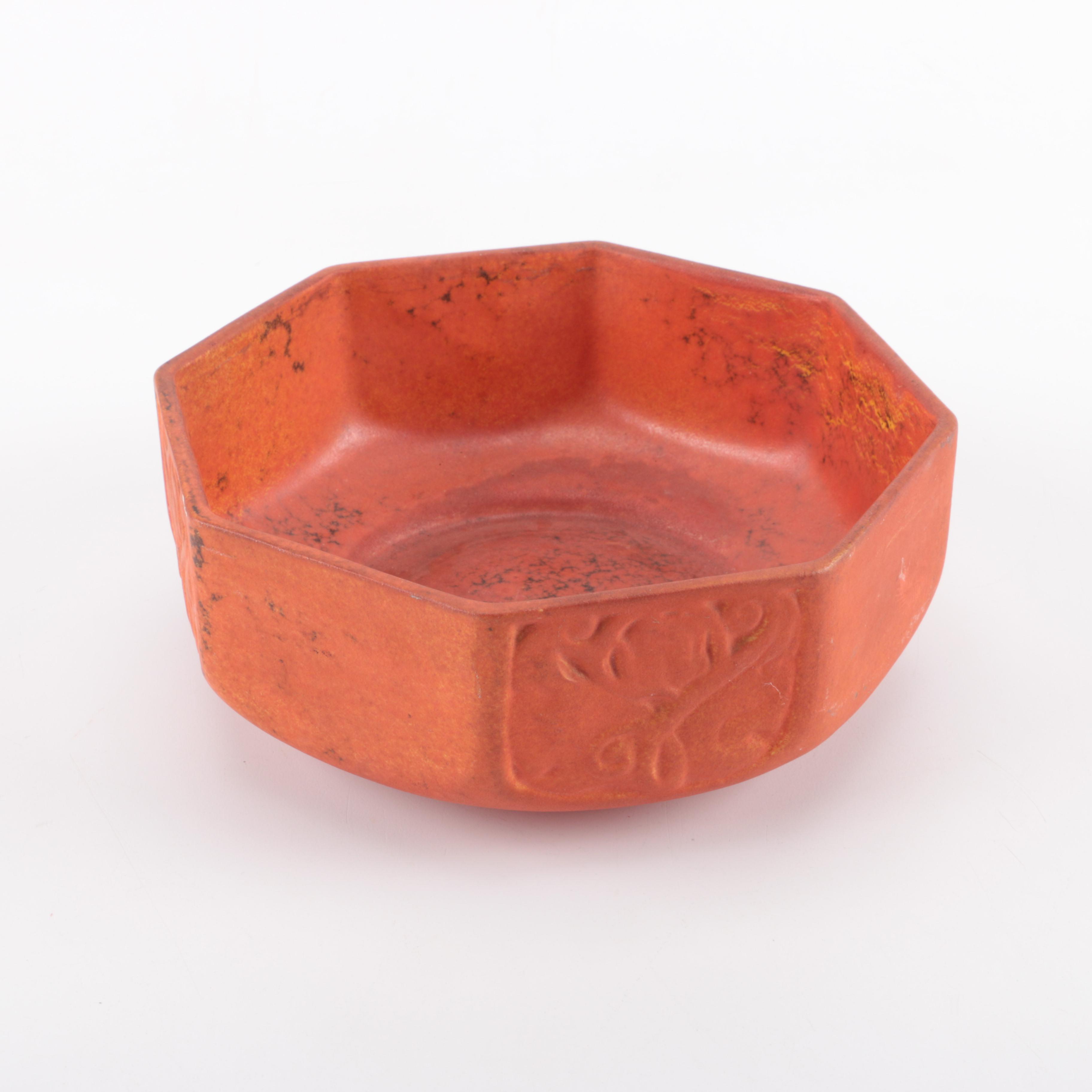Orange Octagonal Ceramic Bowl