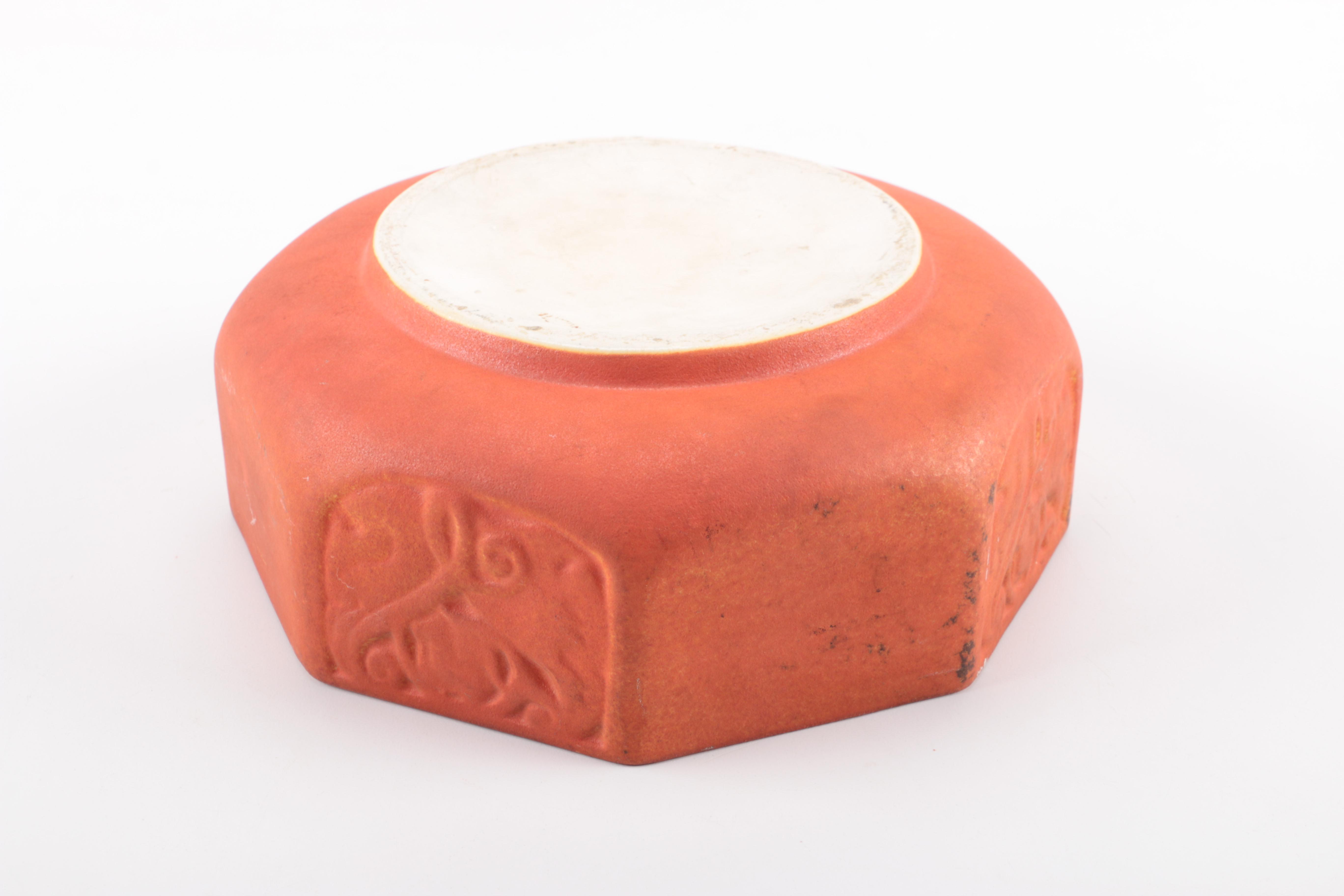 Orange Octagonal Ceramic Bowl