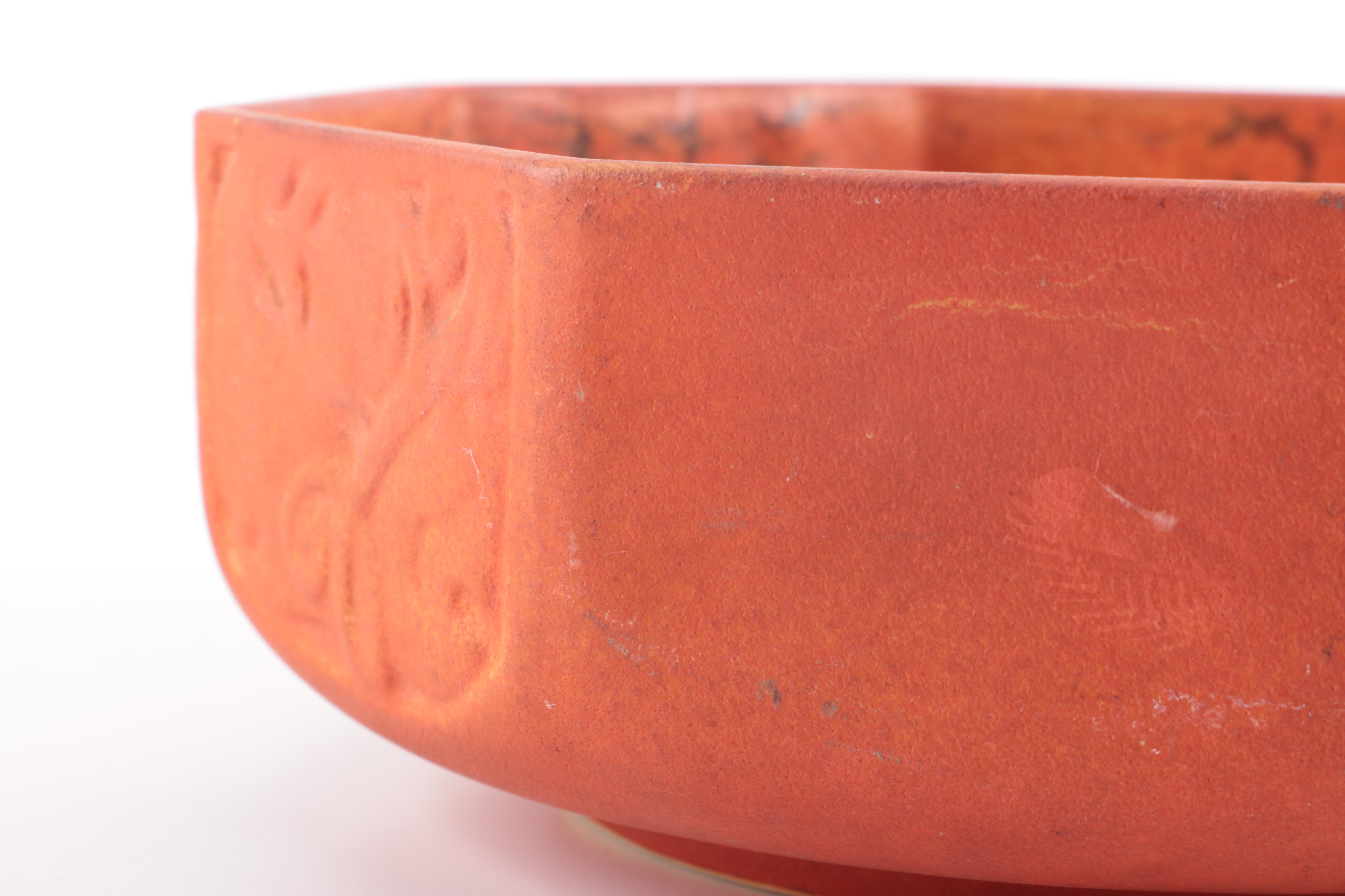 Orange Octagonal Ceramic Bowl