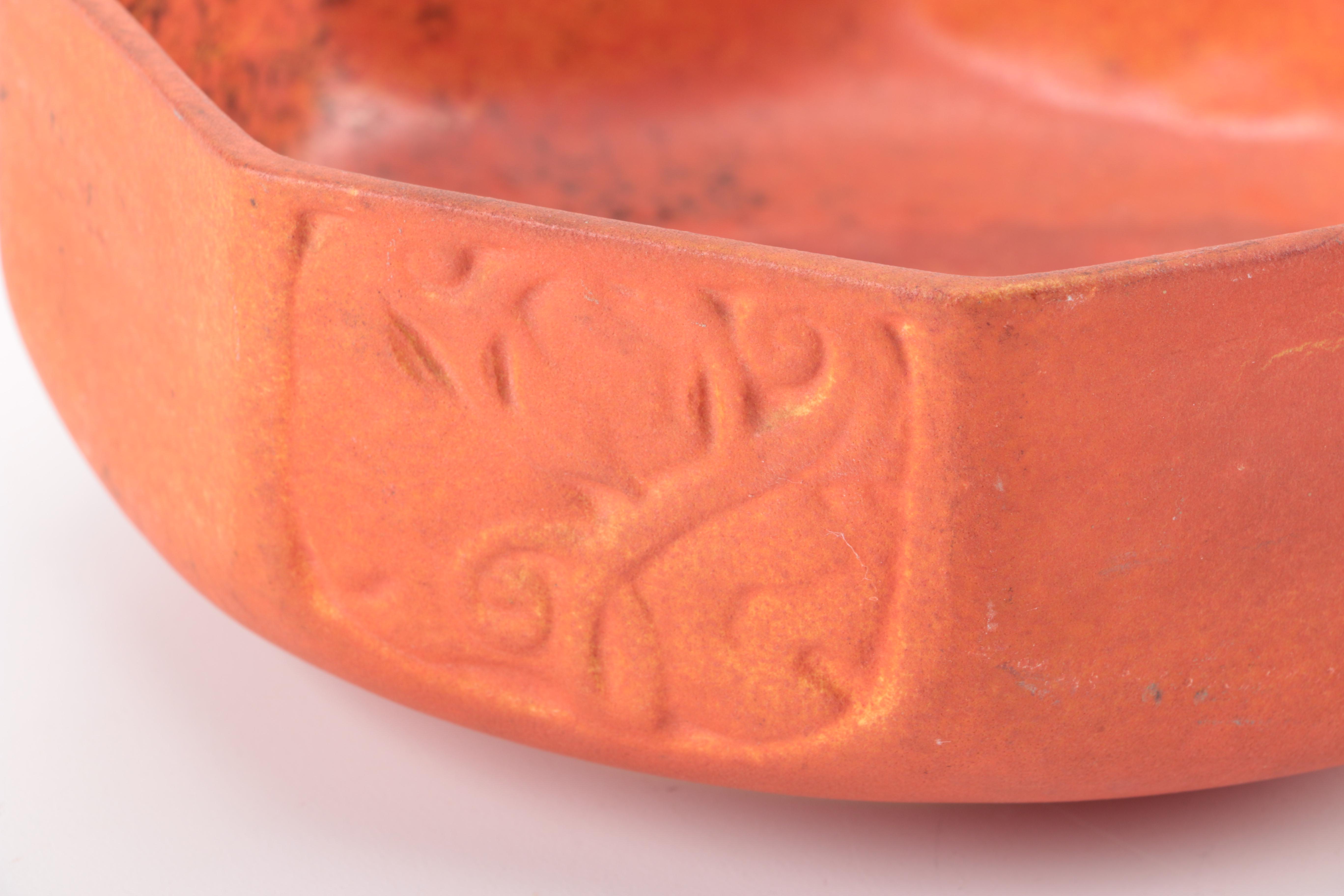 Orange Octagonal Ceramic Bowl