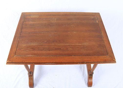 Vintage Side Table With Trestle Base