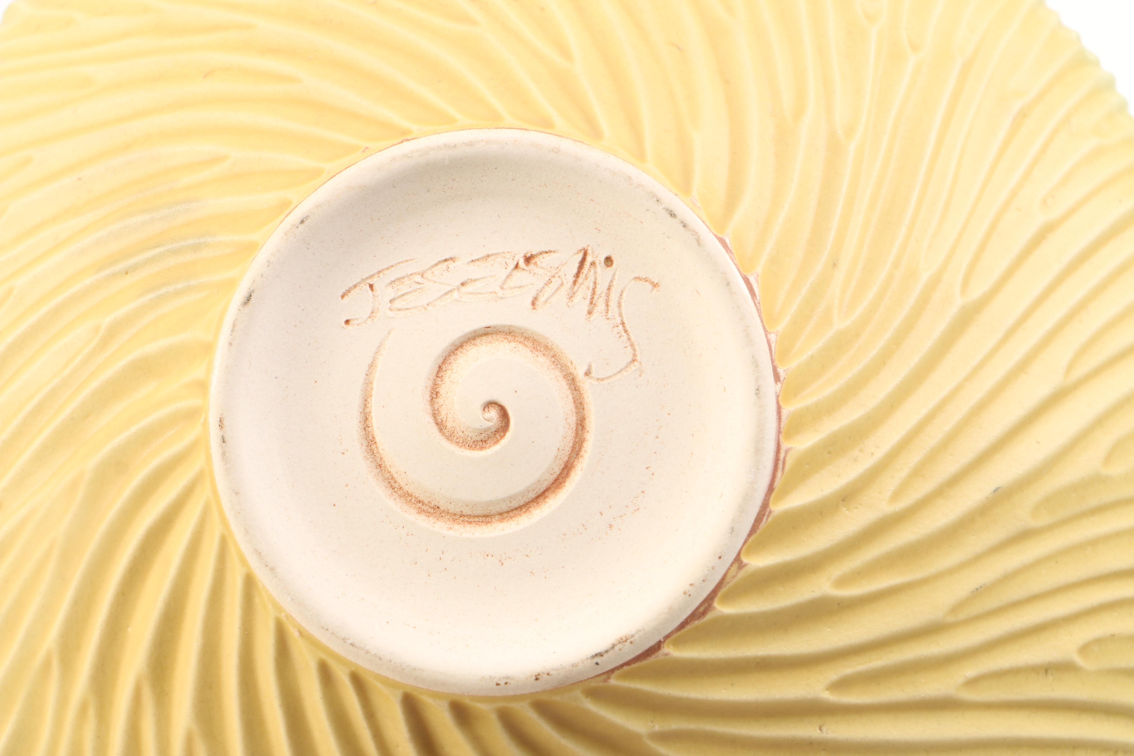 Moire Glaze Enamel Serving Trays and Stoneware Artisan Bowl