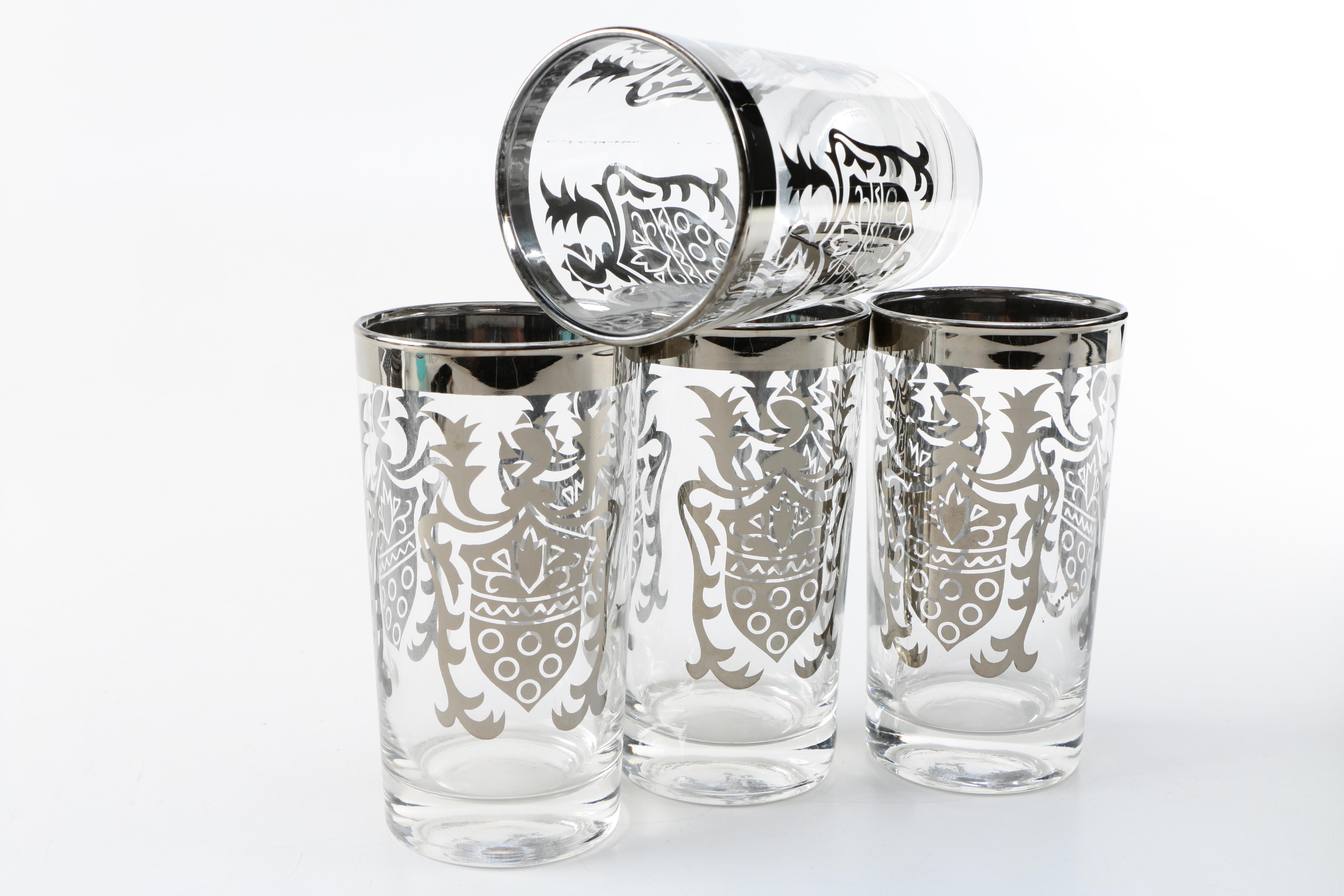 Dorothy Thorpe Style Mid Century Glasses and Coaster in Carrier