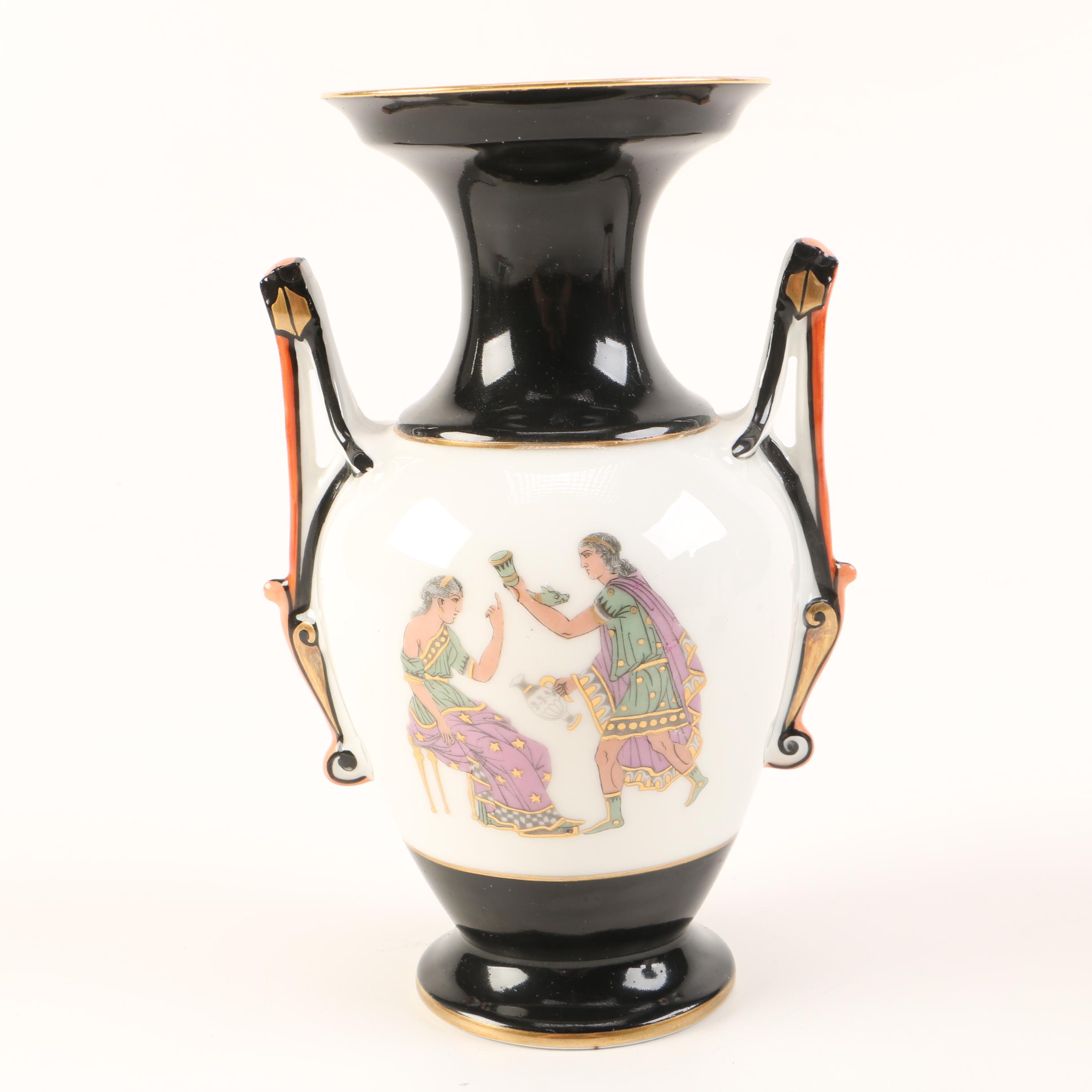 Two Black and White Picture Vases