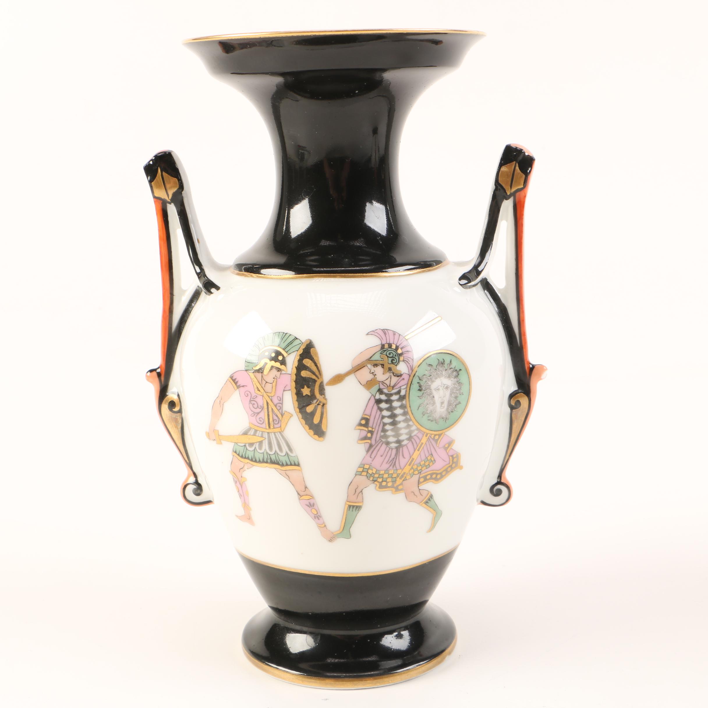 Two Black and White Picture Vases
