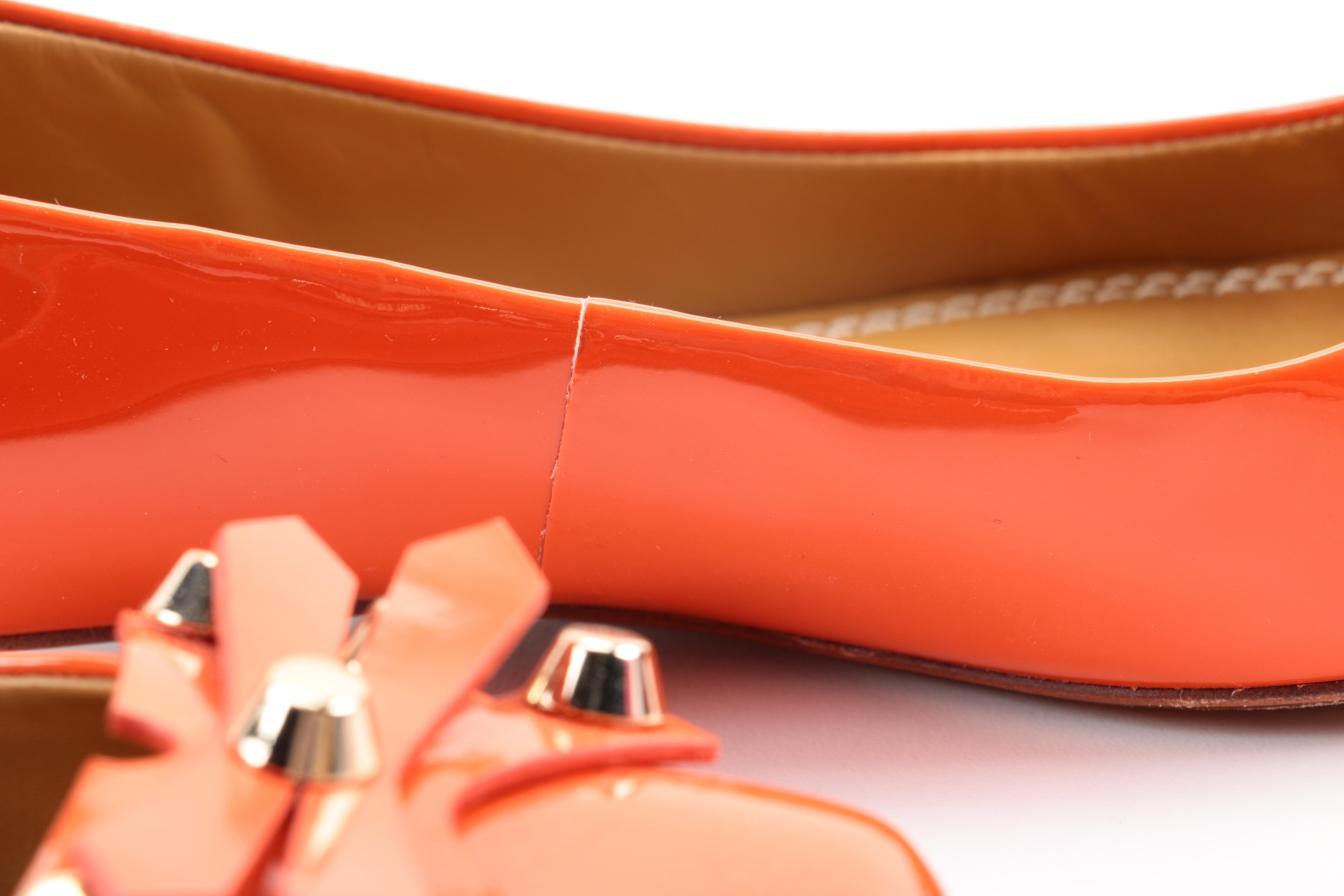 Tory Burch Aurora Orange Patent Leather Ballet Flats