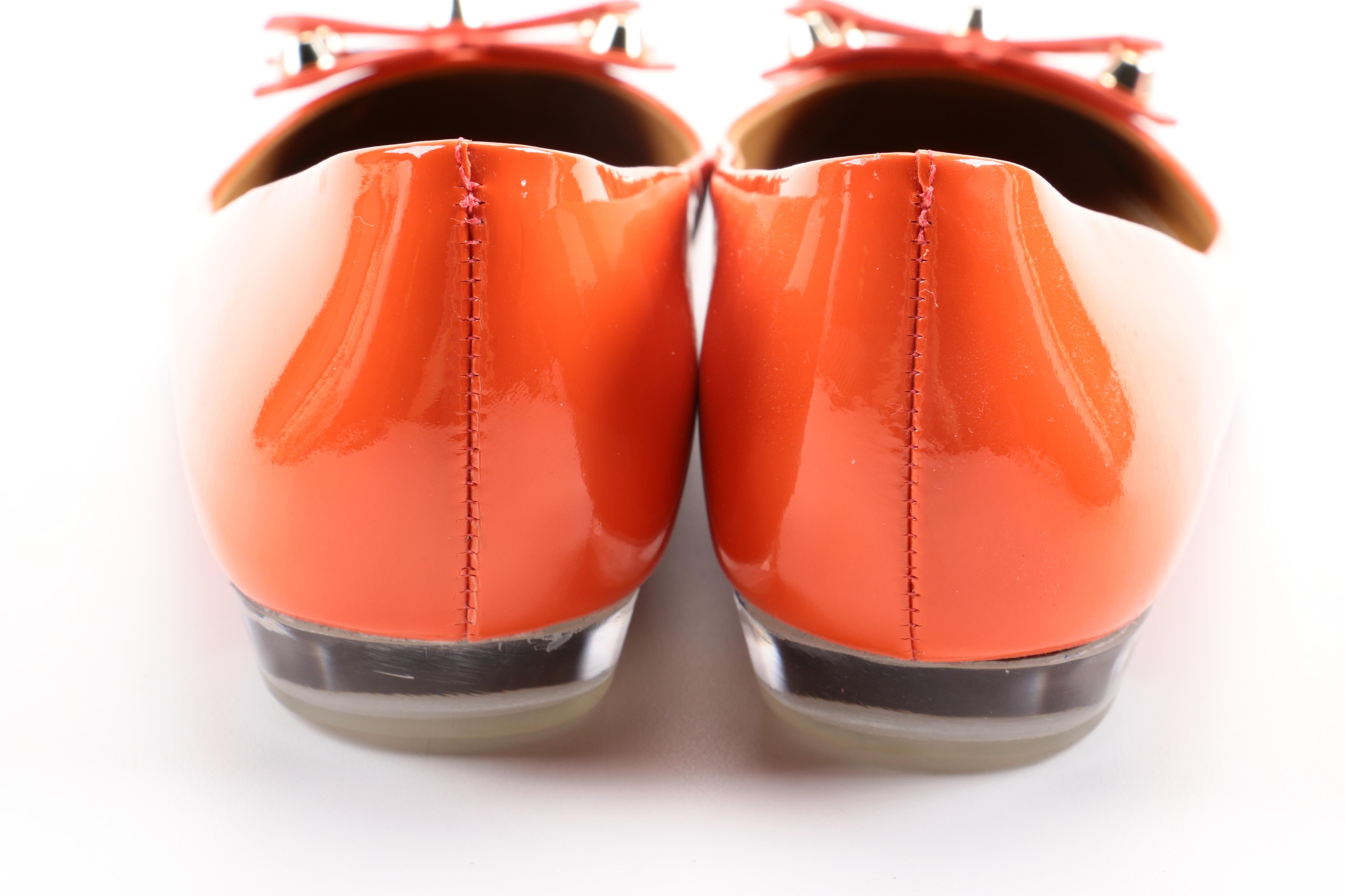 Tory Burch Aurora Orange Patent Leather Ballet Flats