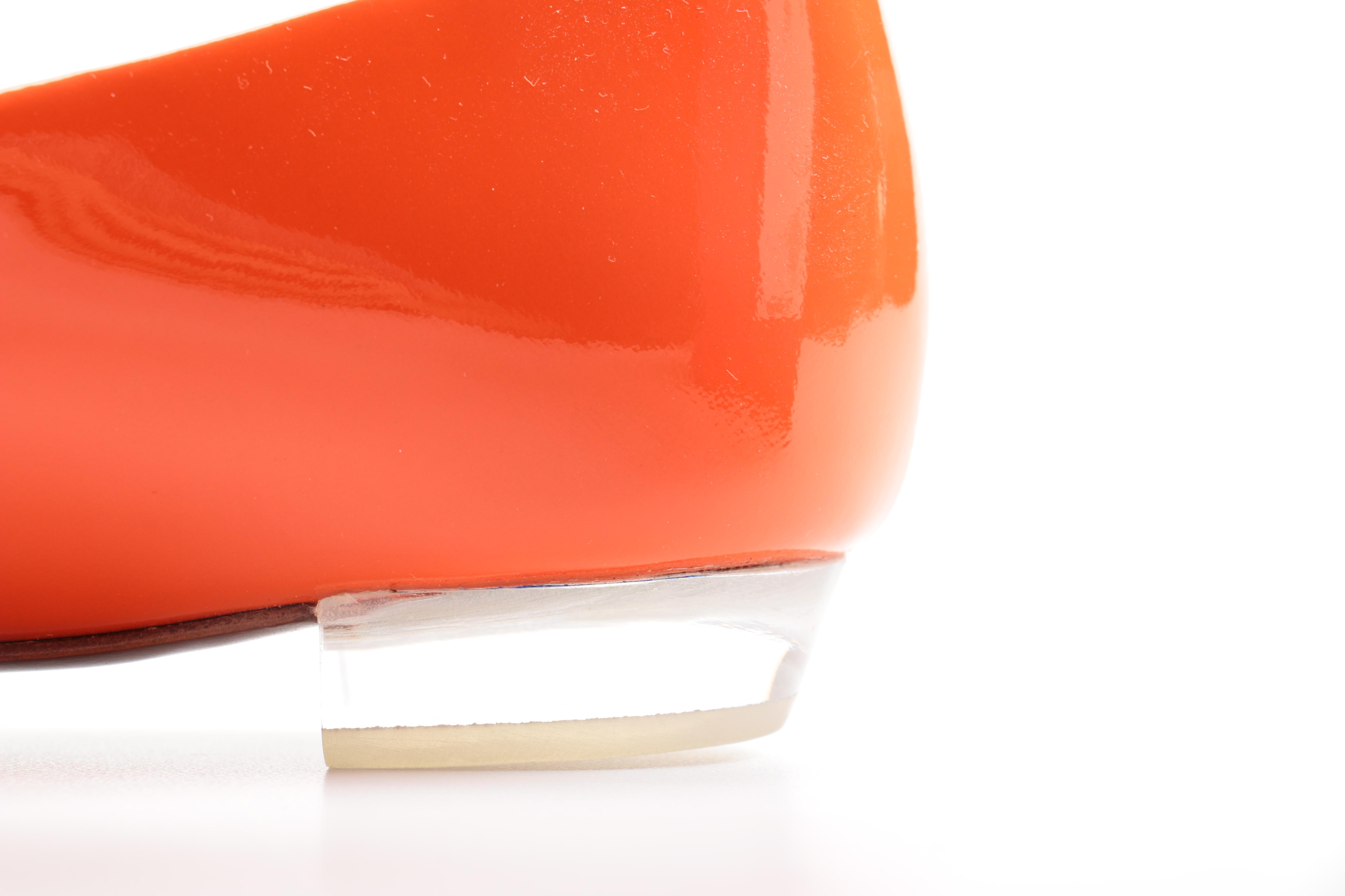 Tory Burch Aurora Orange Patent Leather Ballet Flats