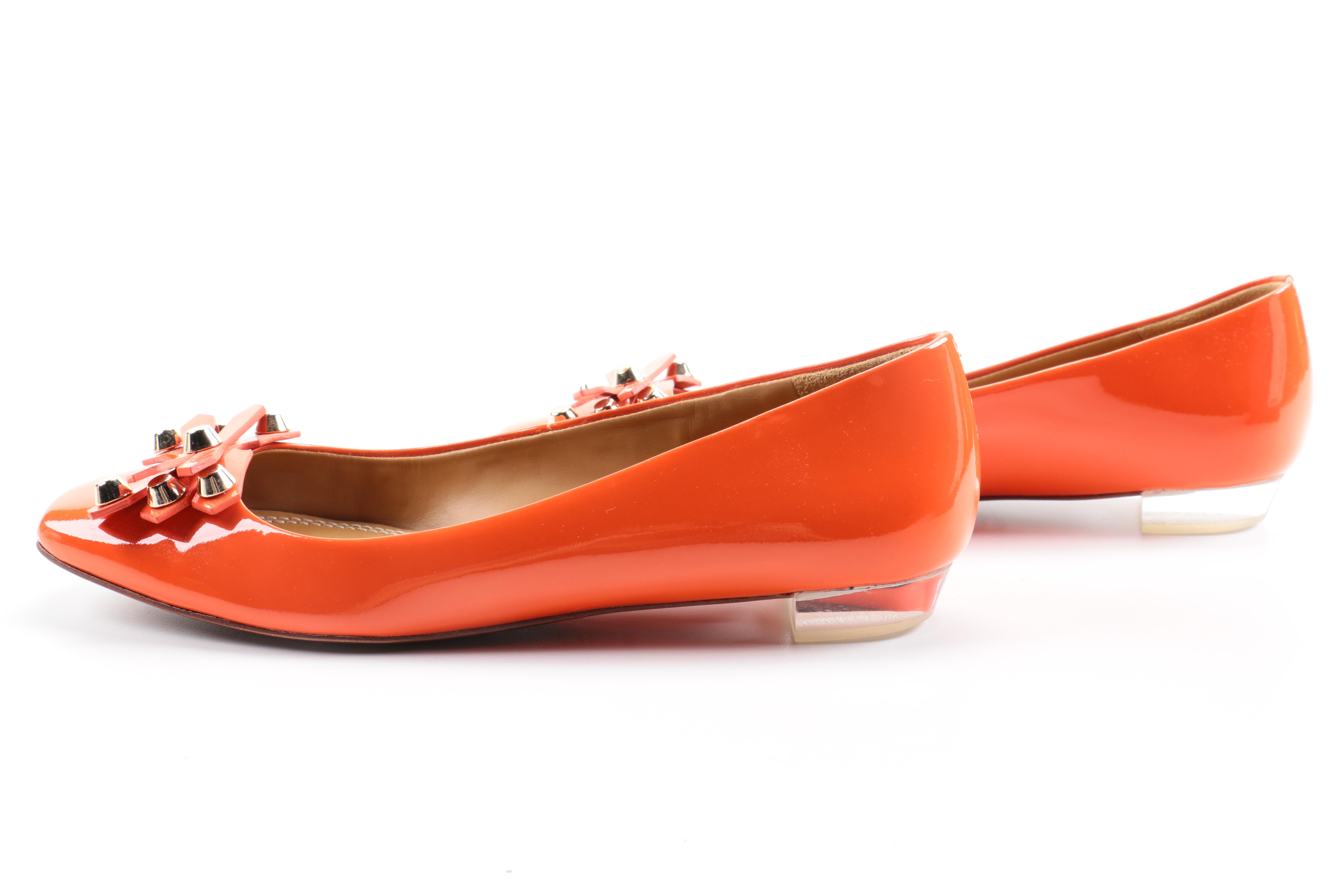 Tory Burch Aurora Orange Patent Leather Ballet Flats