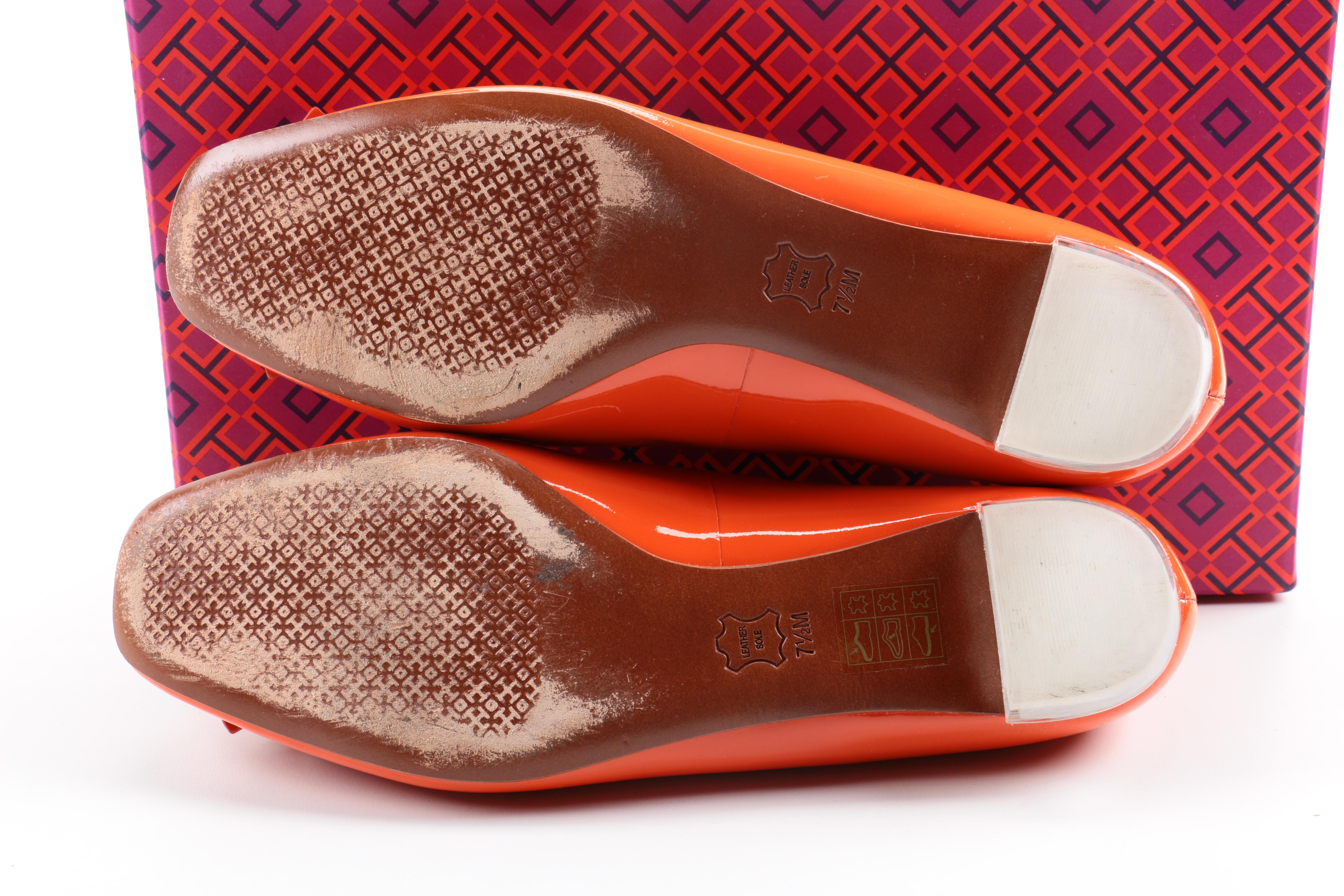 Tory Burch Aurora Orange Patent Leather Ballet Flats