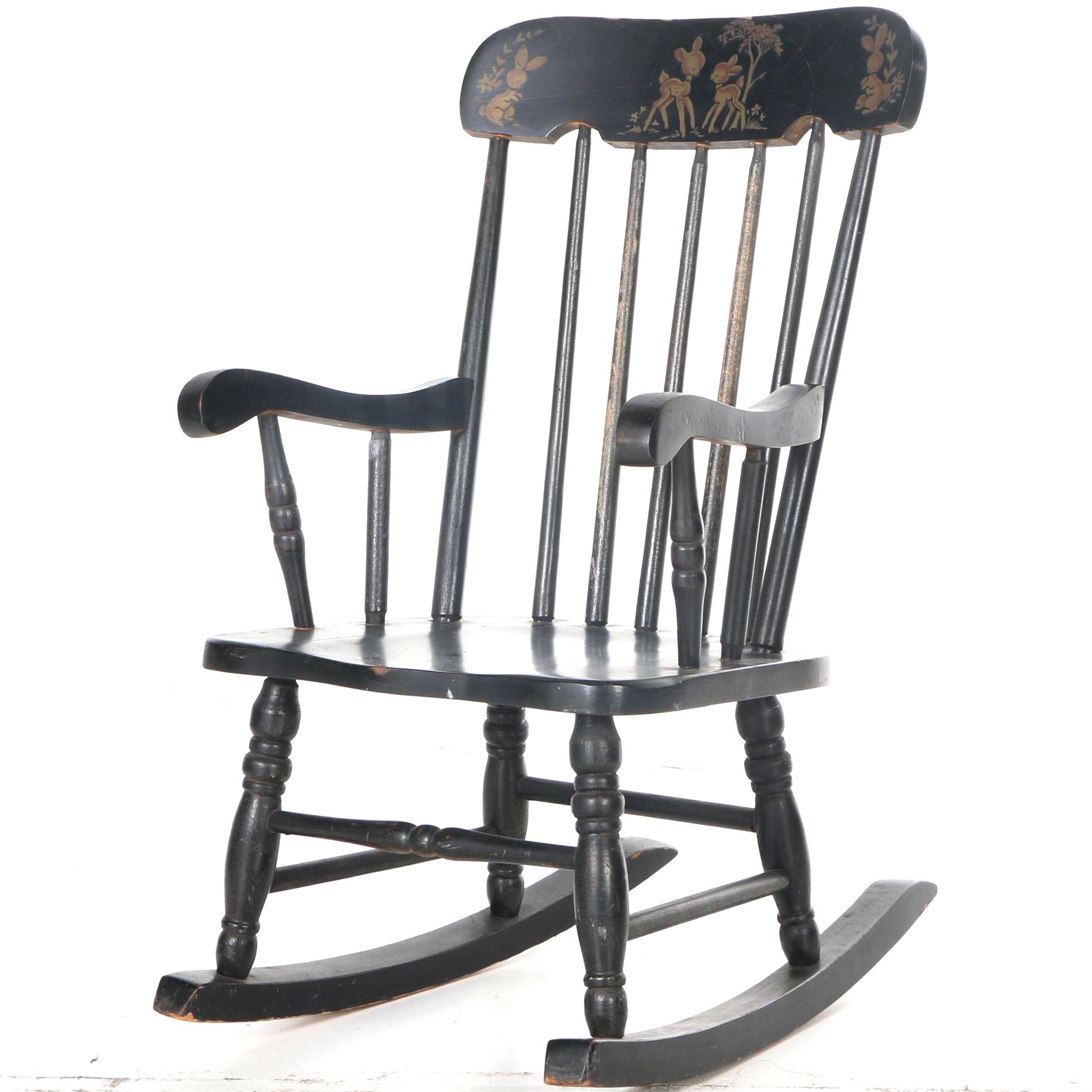 Child's Windsor Style Stencil-Decorated Rocking Chair